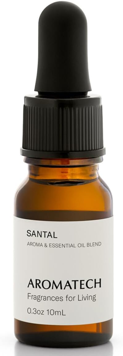 AromaTech Santal Aroma Essential Oil Blend: Luxury Hotel Inspired Aromatherapy with Amber, Vanilla, Cedar & Sandalwood for Ultrasonic Diffusers & Nebulizers – 0.3 fl oz, 10 mL