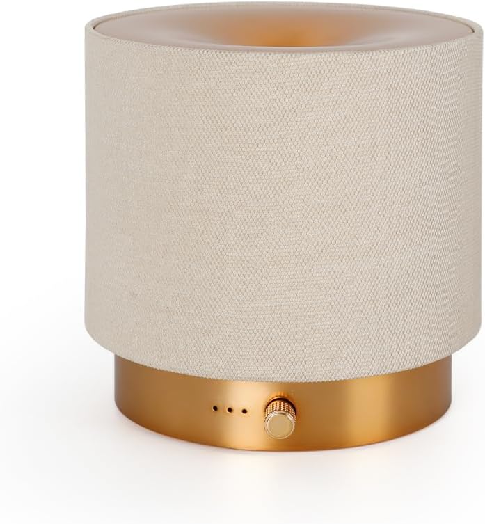 Elegant Fabric Aroma Diffuser – Quiet Essential Oil Diffuser with Soft Night Light, Perfect for Home, Office, and Yoga Space (M35-Gold)