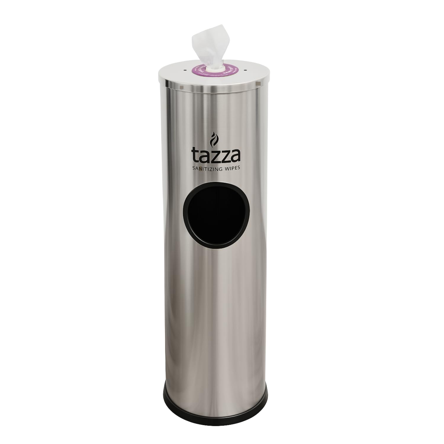 Gym Wipe Dispenser with Stainless Steel Floor Stand, Built-in Trash Can, Fitness Equipment Wipes Holder, 1.5 Gallon, Silver