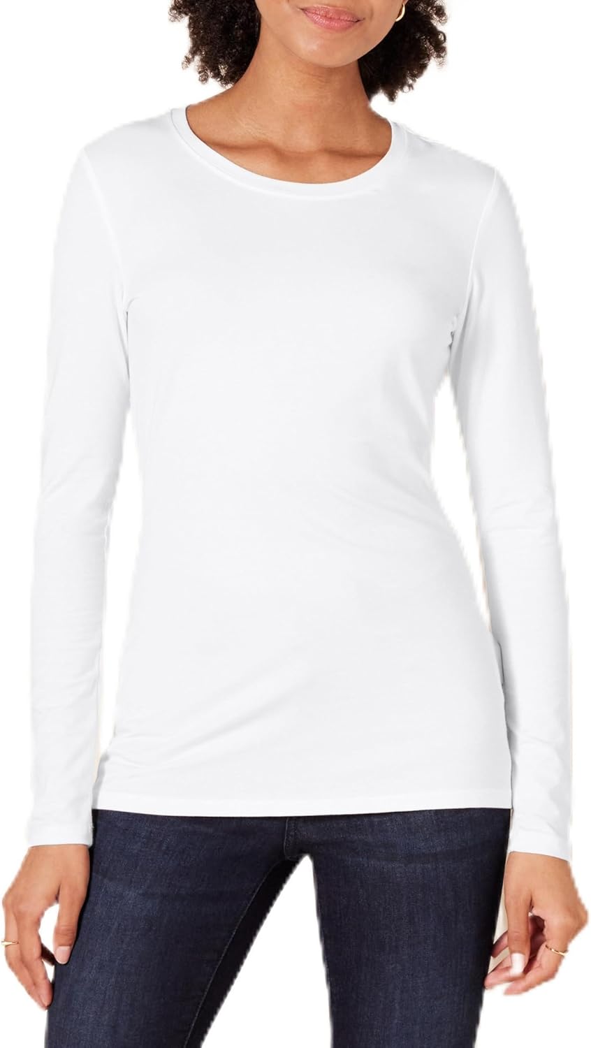 Amazon Essentials Women’s Regular-Fit Long-Sleeve Crewneck T-Shirt (Available in Plus Size)
