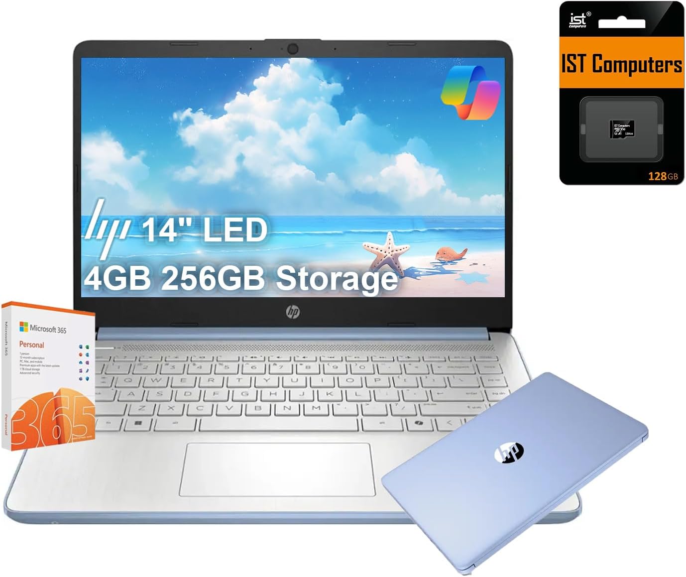 HP 14 Ultra-Light Laptop for Student & Home (14″ LED Display, 1-Year Office 365, Intel 4-Core N150 (>N4120), 4GB RAM, 256GB Storage), Long Battery Life, Fast Charge, Webcam, Win 11 S, 2025, Blue