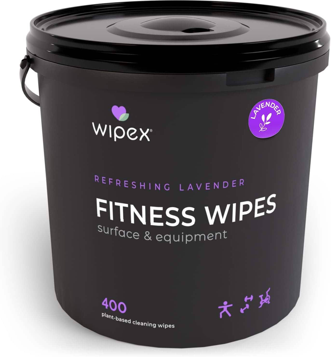 Wipex Gym Wipes – Natural Fitness Equipment Wipes, Plant-Based Cloth with Lavender & Vinegar, All-Purpose Cleaner – Safe to Use on Peloton Bikes & Yoga Mats, 400 Count