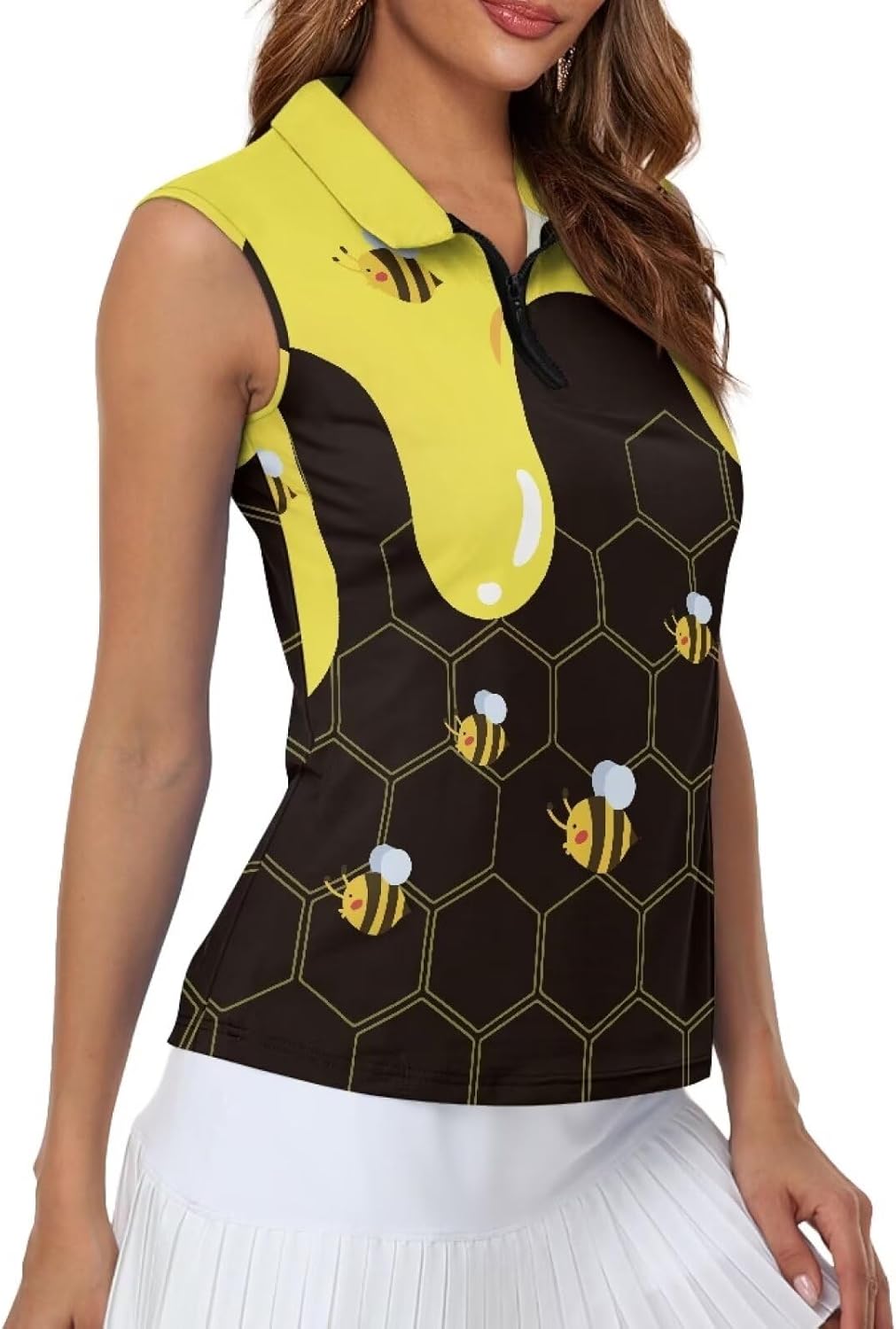 TOADDITDO Women Racerback Sleeveless Golf Shirts Collared Tennis Tops Quick Dry Athletic Tank Tops Size XS-2XL
