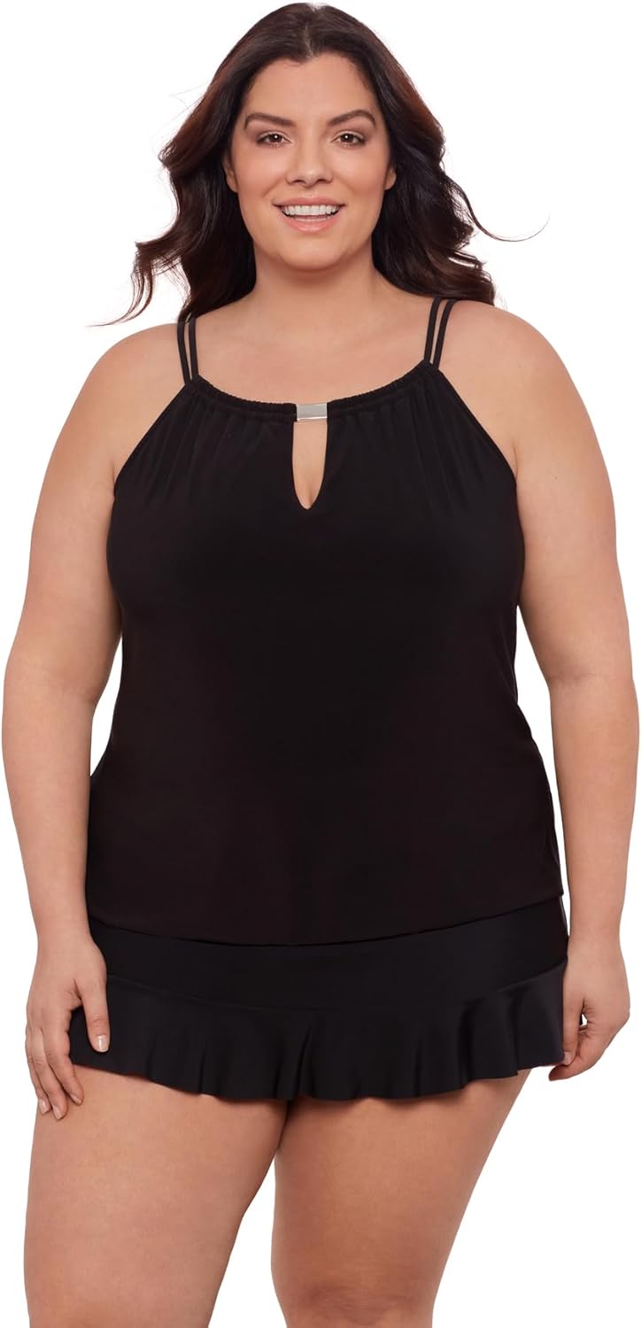 Aqua Green Women’s Standard Keyhole High Neck Tankini Top