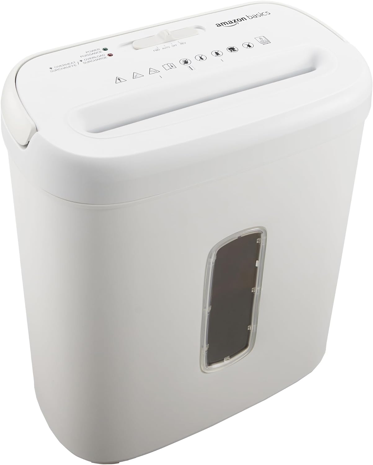 Amazon Basics Cross Cut Paper and Credit Card Shredder for Security – 8-Sheet, Heavy Duty, White