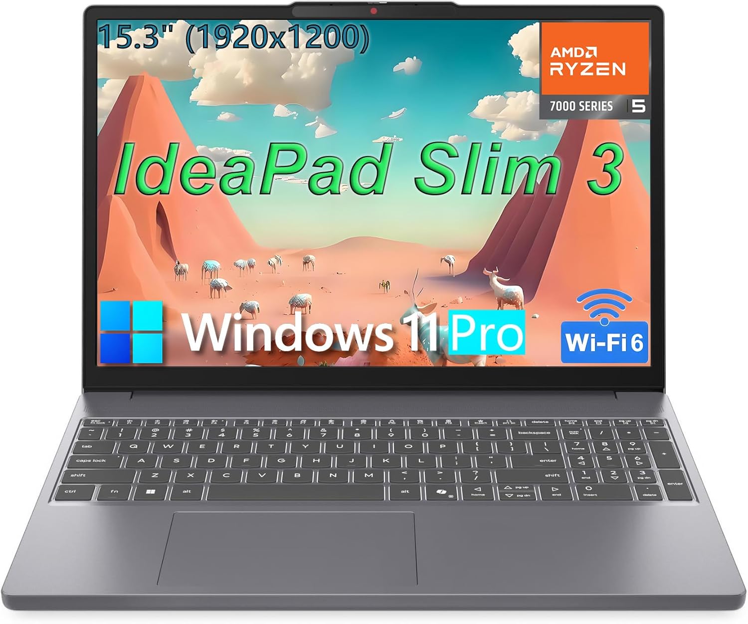 Lenovo IdeaPad Laptop Computer for Home Student Business, AMD Ryzen 5 7535HS (Beat i5-13500H), 15.3″ FHD+, 40GB DDR5 RAM, 1TB PCIe SSD, WiFi 6, Bluetooth 5.3, HDMI, Luna Grey, Windows 11 Pro, Wendbo