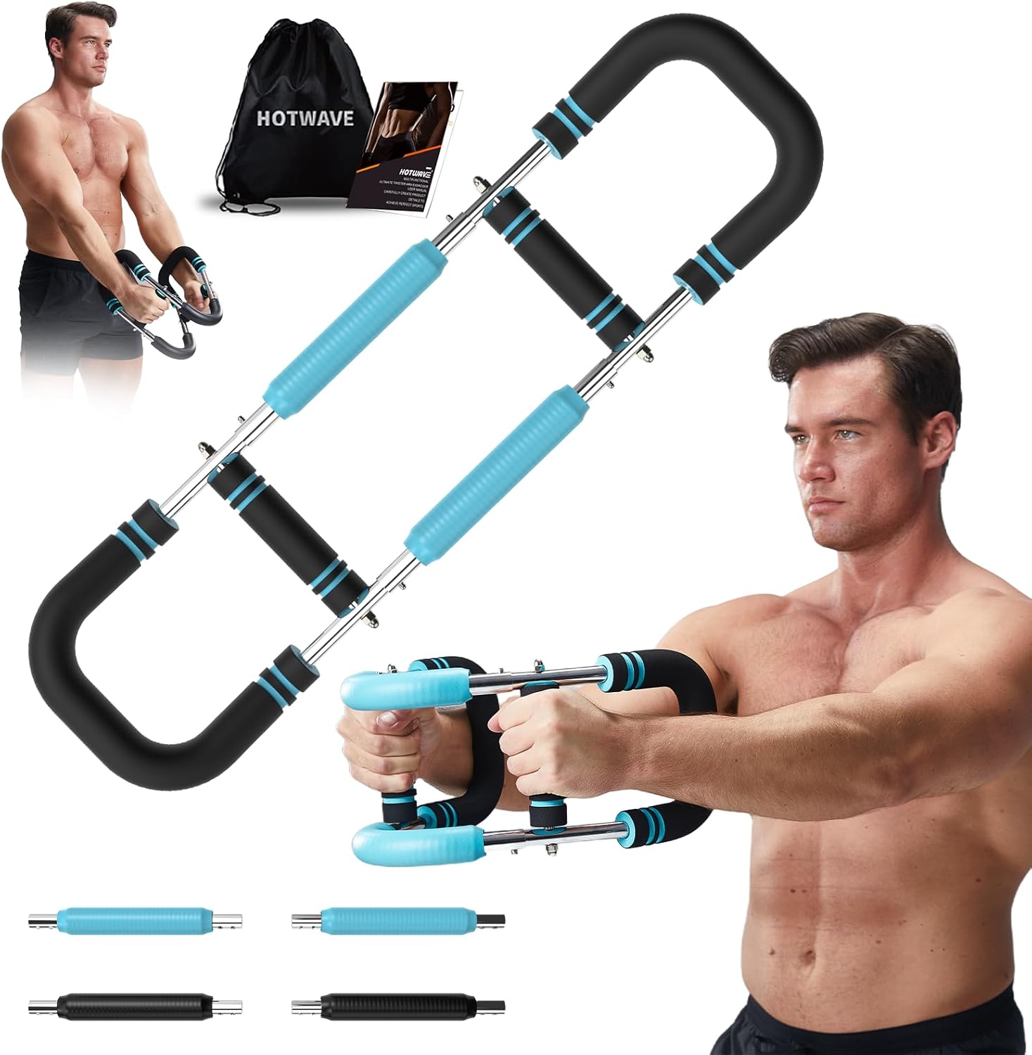 HOTWAVE Twister Arm Trainer with 4 Spring, Chest Workout Equipment Exerciser for Men, Adjustable Arm and Chest Twister Trainer for Women – Portable Home Fitness Equipment for Upper Body Muscle