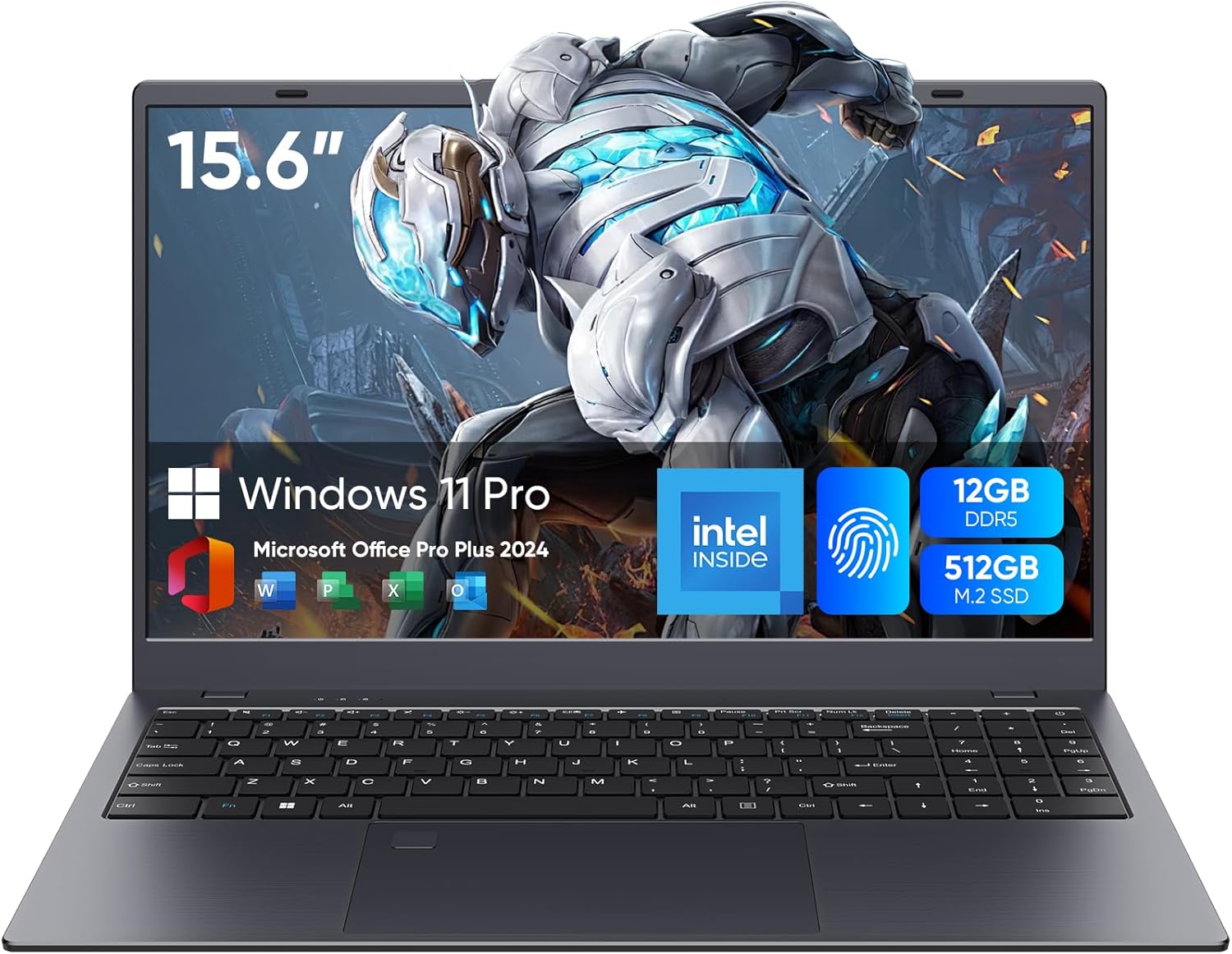 15.6 inch Win11 Laptop Computer, 1920×1080 IPS Screen, 12GB DDR5 RAM / 512GB SSD, N95(Beats N5095) Processor Notebook PC, Support Fingerprint, WiFi 5, BT, Full Size Keyboard