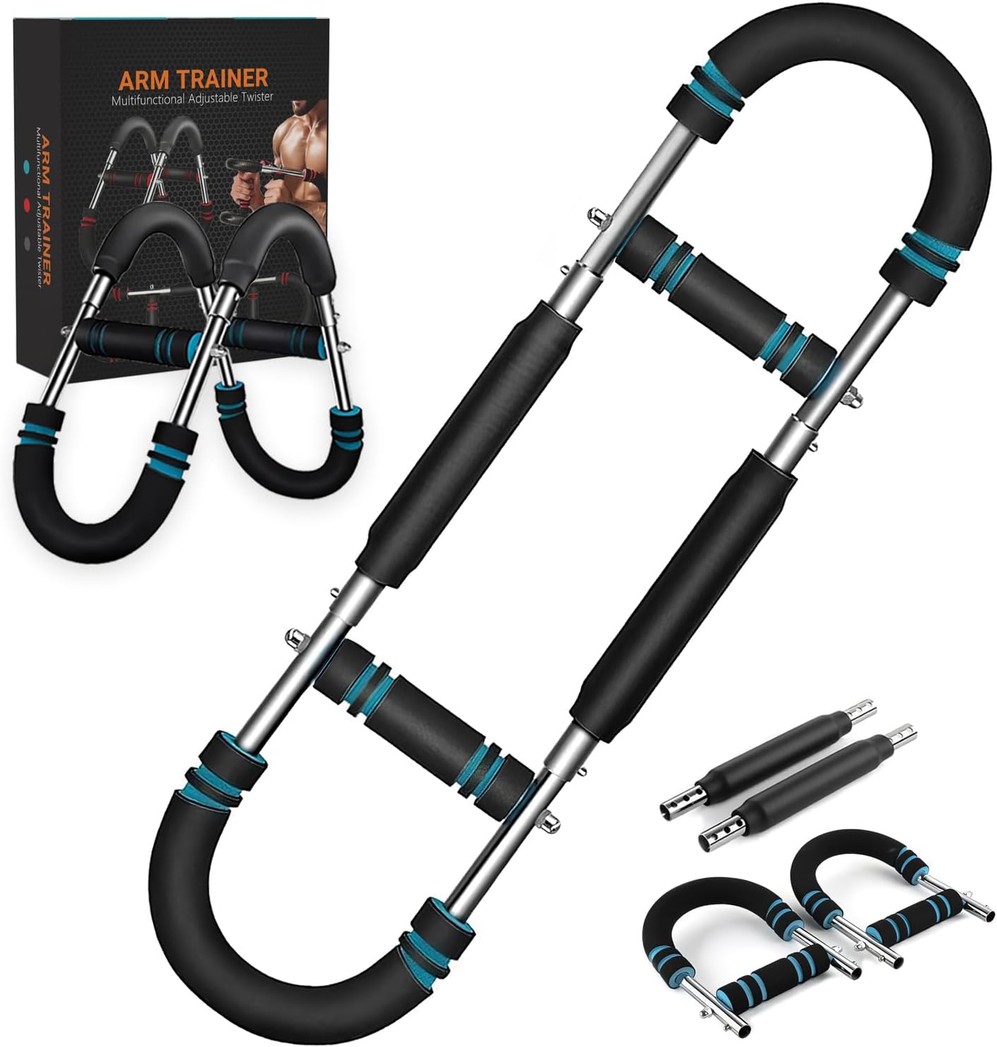 Twister Arm Trainer, Upgraded Adjustable Chest Workout Equipment, Forearm Triceps Chest Enhanced Exercise Strengthener, Chest Clip Muscle, Portable Home Fitness Equipment for Men & Women (Black-Blue)