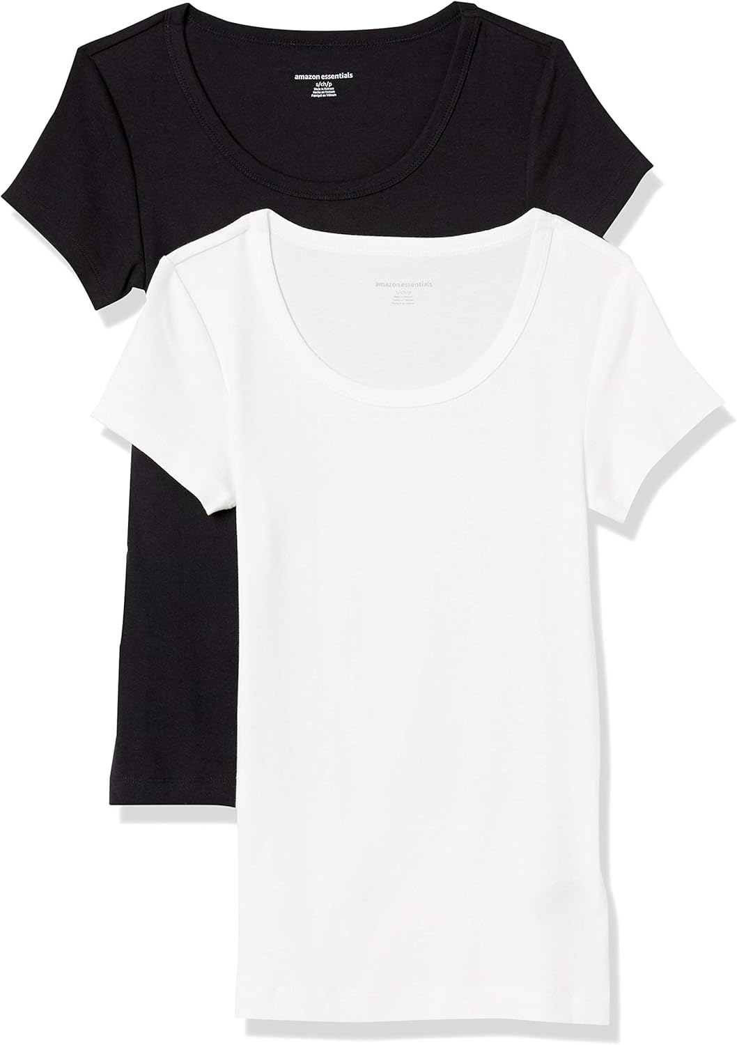 Amazon Essentials Women’s Slim-Fit Cap-Sleeve Scoop Neck T-Shirt, Pack of 2