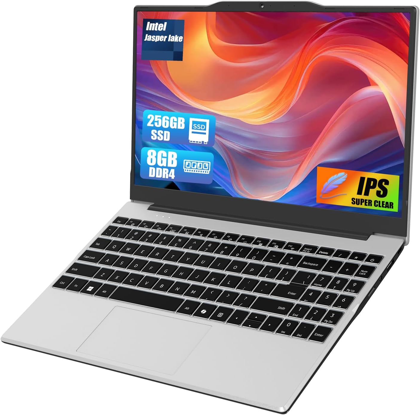 2025 New Portable Laptop,Student and Business,14″ FHD IPS Display,N5095 Processor(Beats N4000/N4020),8GB DDR4 RAM,256GB PCIe SSD,Numeric Keypad,2.4/5G WiFi,38WH Battery,Webcam,Mini HDMI,USB(Silver)