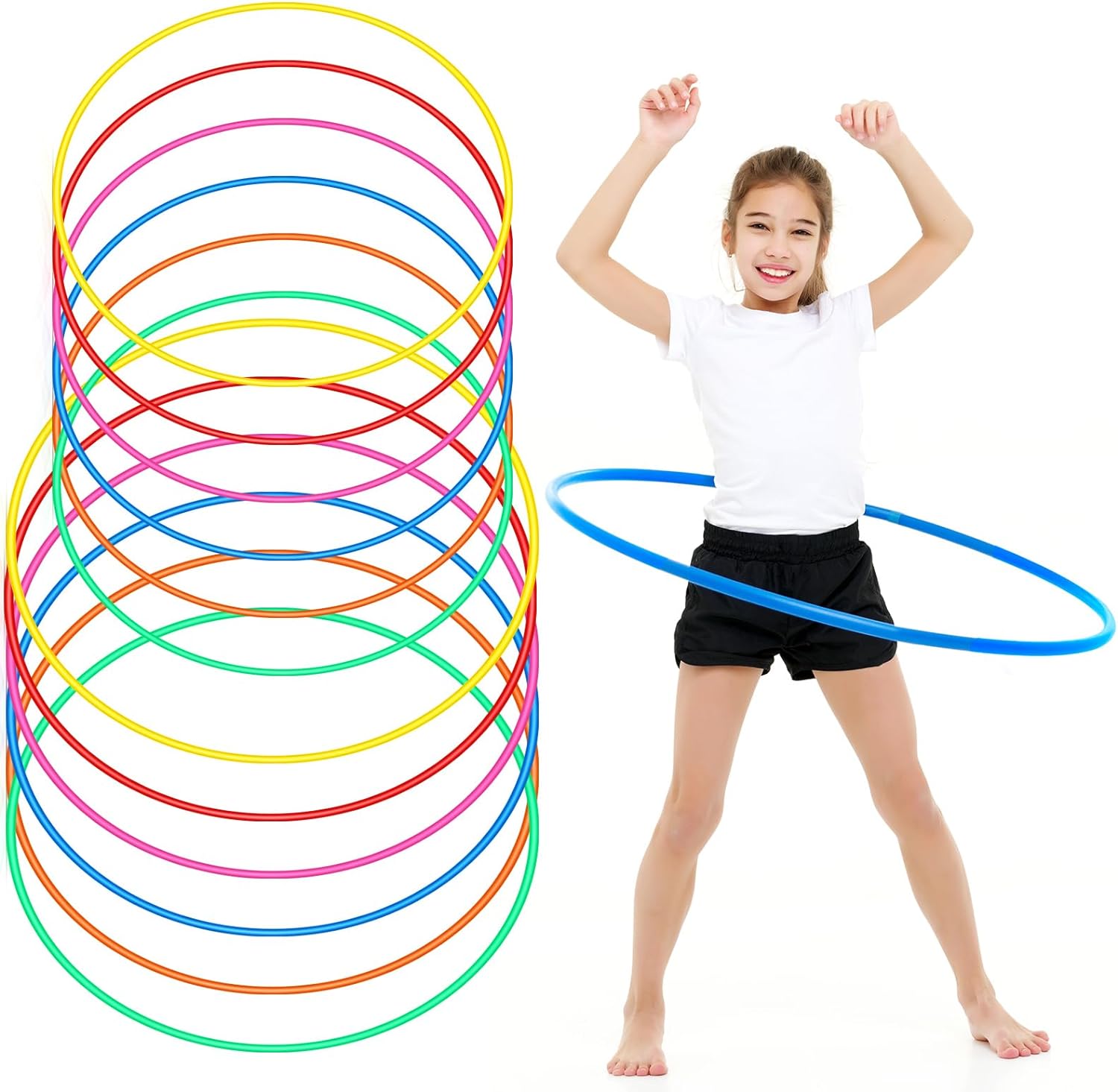 Kathfly Exercise Hoops Plastic Toy for Kids Adults Bulk Hoops Kids School PE Sports Playground Playing Fitness Gymnastics Equipment Party Games