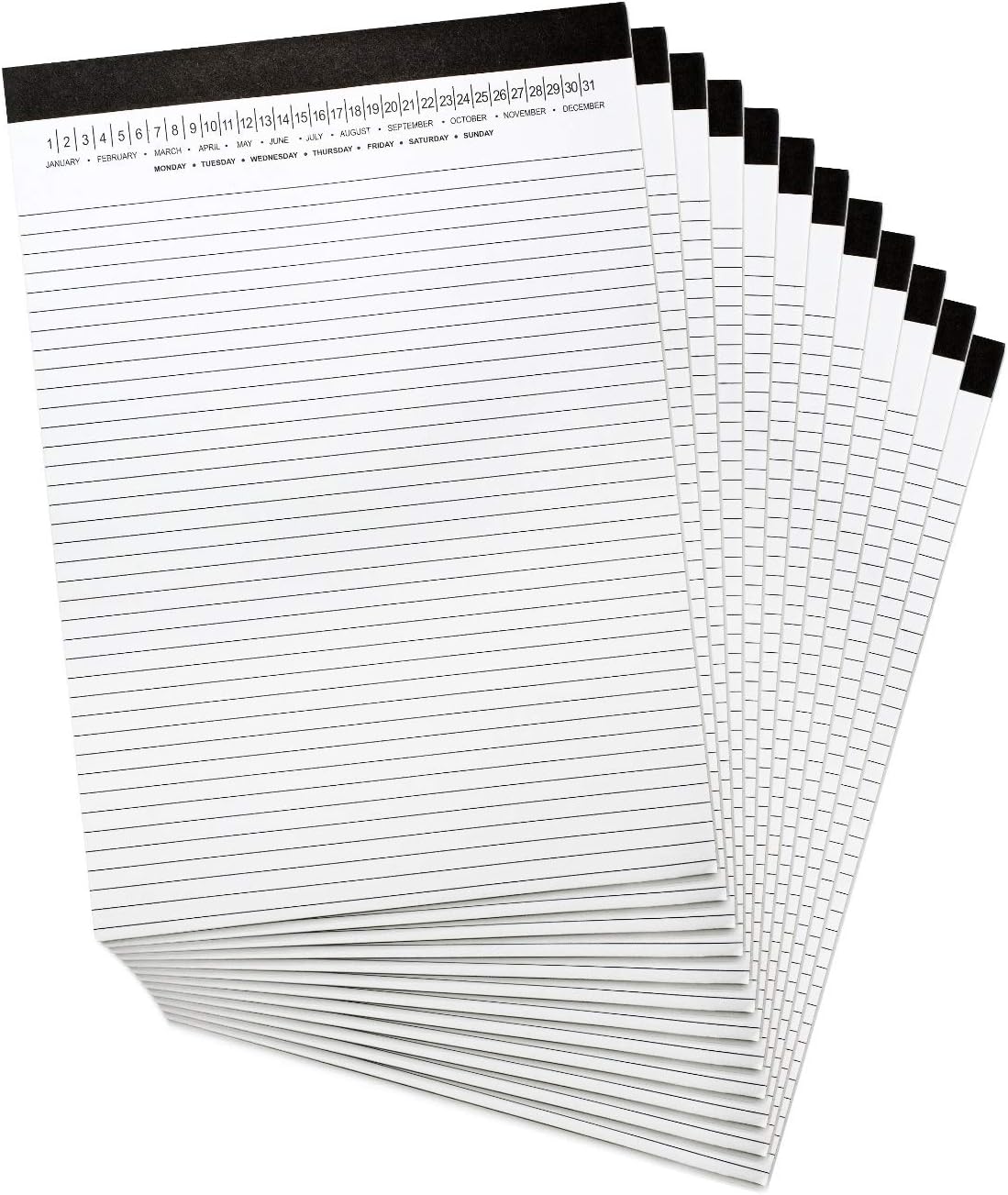 Mymazn Legal Pad with Date on Top, 8-1/2″ x 11-3/4″, Write Paper, 20 Sheets, 12 Pack