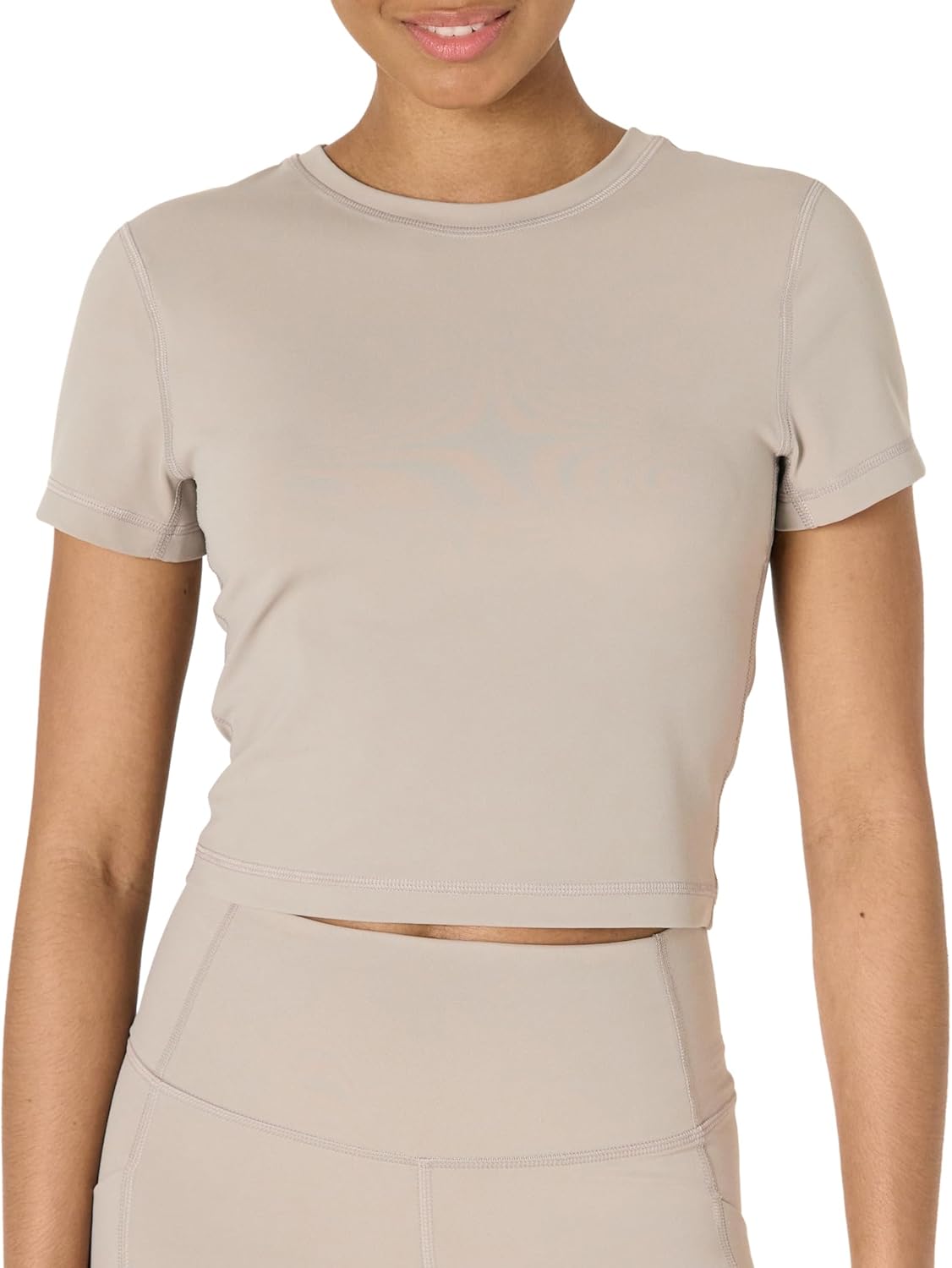 Amazon Essentials Women’s Active FormFlex Buttery Soft Short Sleeve Slim Fit Crop Layering Workout Top