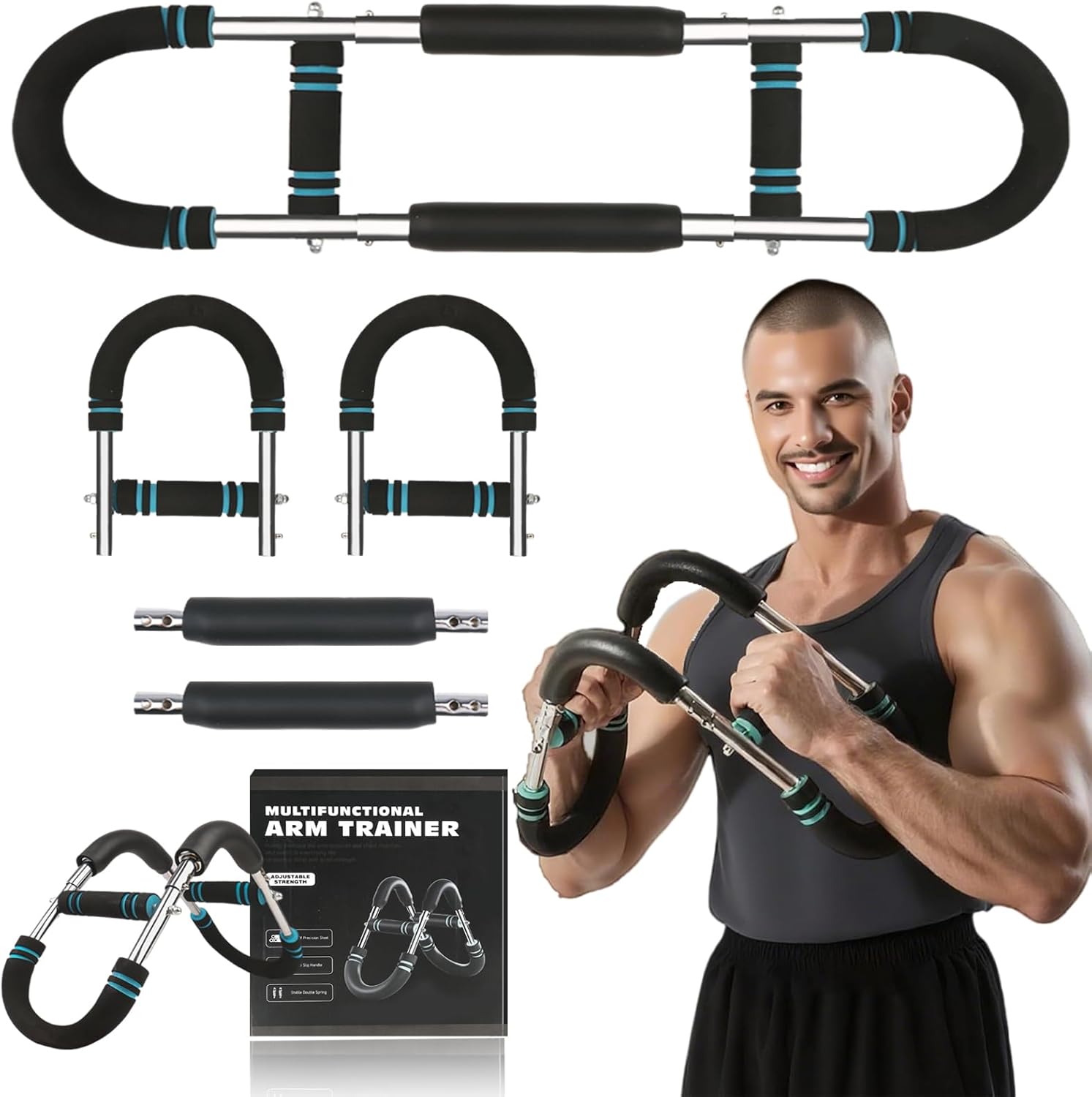 Twister Arm Trainer, Adjustable Twisting Arm, Chest Exerciser for Men, Chest Workout Equipment, Portable Spring Clamp Chest Exerciser for Home Fitness Equipment, Strengthen Upper Body Muscles