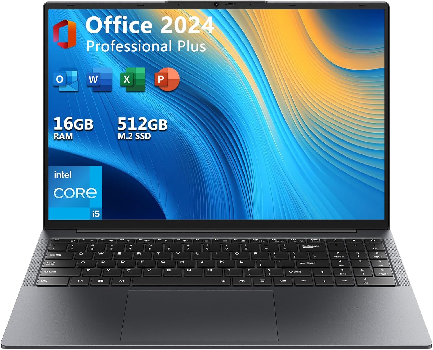 EYY 16″ Laptop Computer Intel Core i5 Processor, Windows 11 Pro Laptop 16GB RAM 512GB SSD, 1920 x 1200 FHD 16:10 Display, MS Office 2024, Notebook with Backlit Keyboard, WiFi, BT5.0, RJ45, HDMI