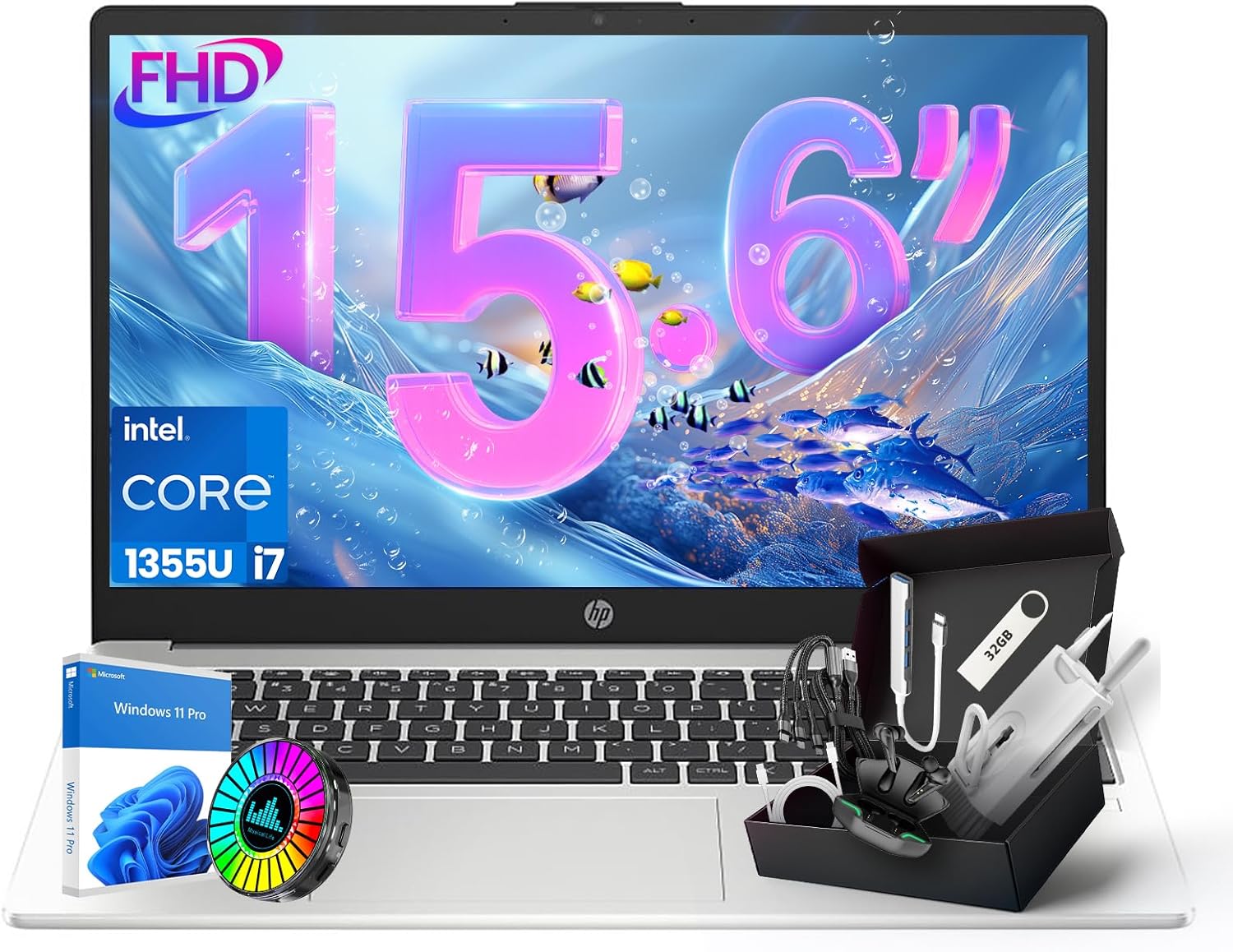 HP 2025 Updated 15.6″ 250 G10 FHD Business Laptop, Intel Core i7-1355U (64GB RAM | 2TB SSD), Numeric Keypad, Webcam, Windows 11 Pro, WiFi 6 & Bluetooth with SXK Accessory Kit