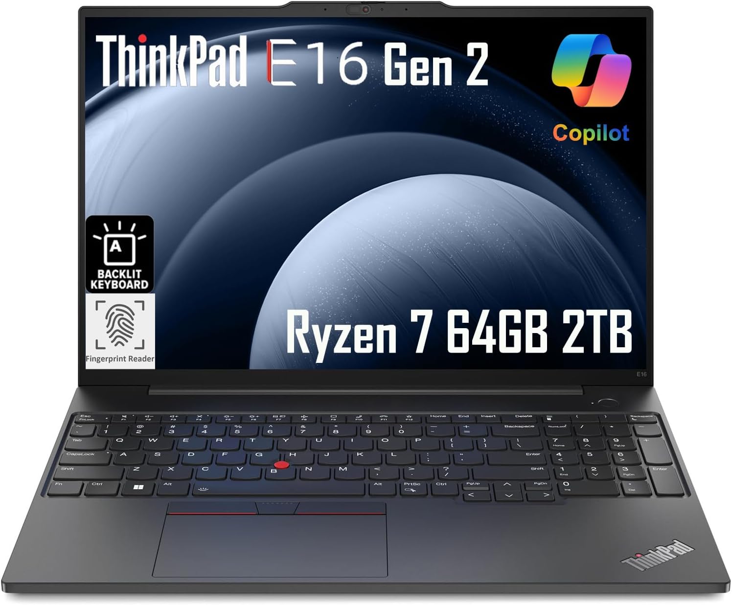 Lenovo ThinkPad E16 Gen 2 Business Laptop (16″ FHD+ Anti-Glare, AMD Ryzen 7 7735U (> i7-1255U), 64GB DDR5 RAM, 2TB SSD) Backlit, Fingerprint, 1080p Webcam, Wi-Fi, Ethernet, Win 11 Pro w/ AI Copilot
