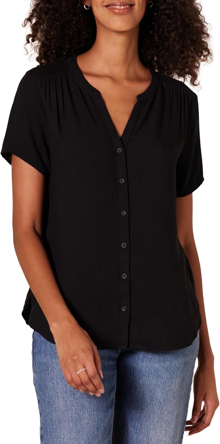 Amazon Essentials Women’s Relaxed-Fit Short-Sleeve Woven Blouse