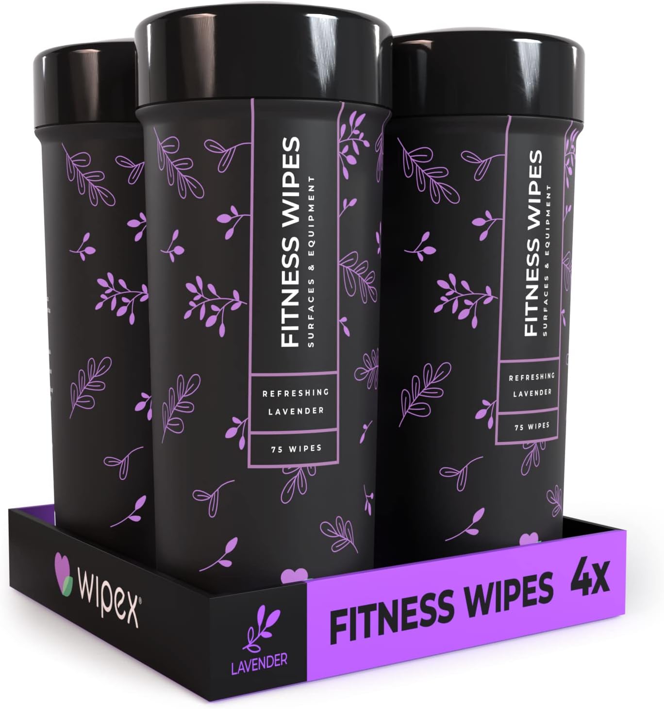 Wipex Natural Fitness Equipment Wipes, 75ct Lavender & Vinegar Cleaner, Gym Wipe for Equipment, Bulk Size for Everyday Use, 75 Count (Pack of 4)