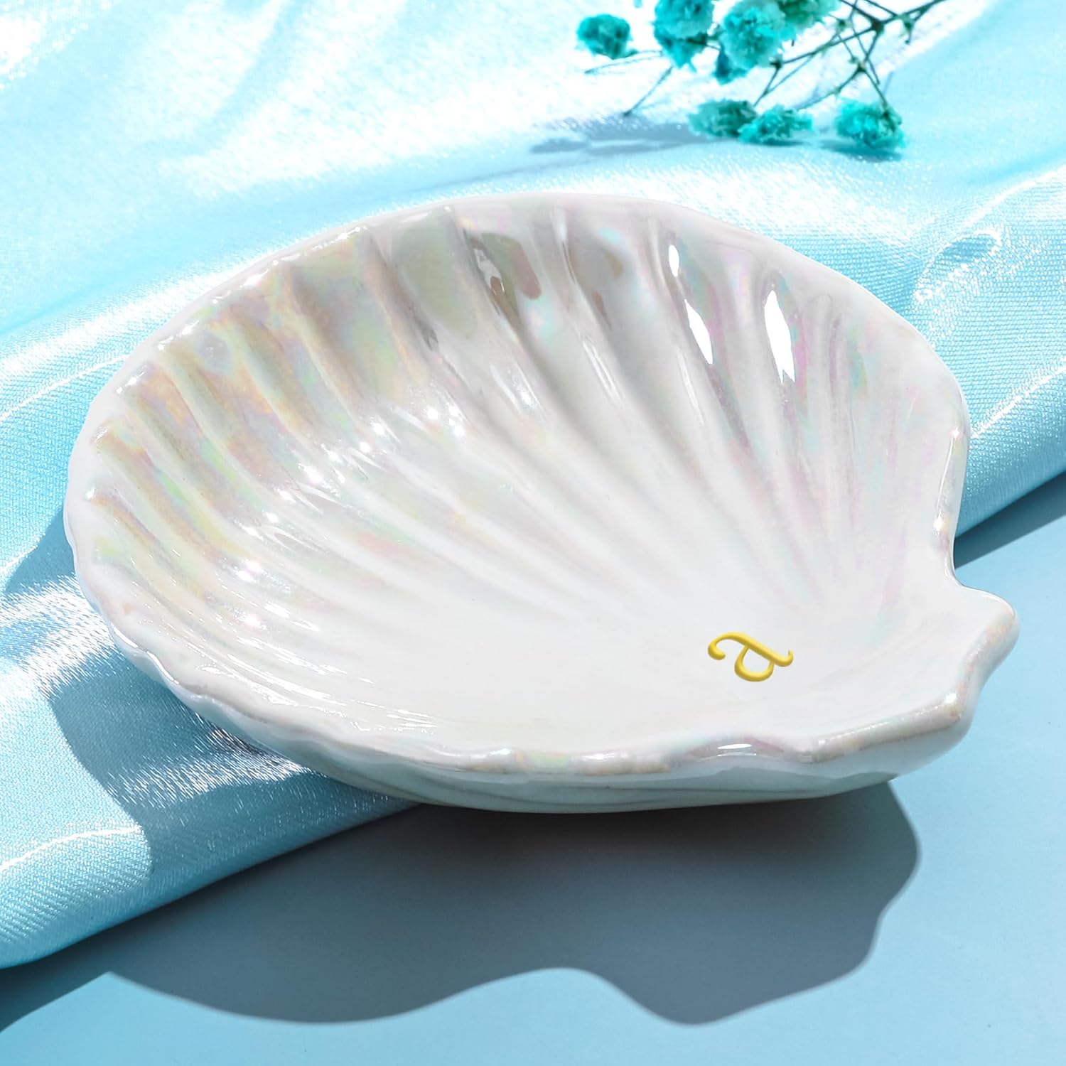 Shell Ceramic Ring Tray Trinket Dish Jewelry Plate Tray First Apartment Essentials Aesthetic Decor New Home Gifts Girl College Dorm Must Haves Room Decoration Accessories Women House Decore Stuff