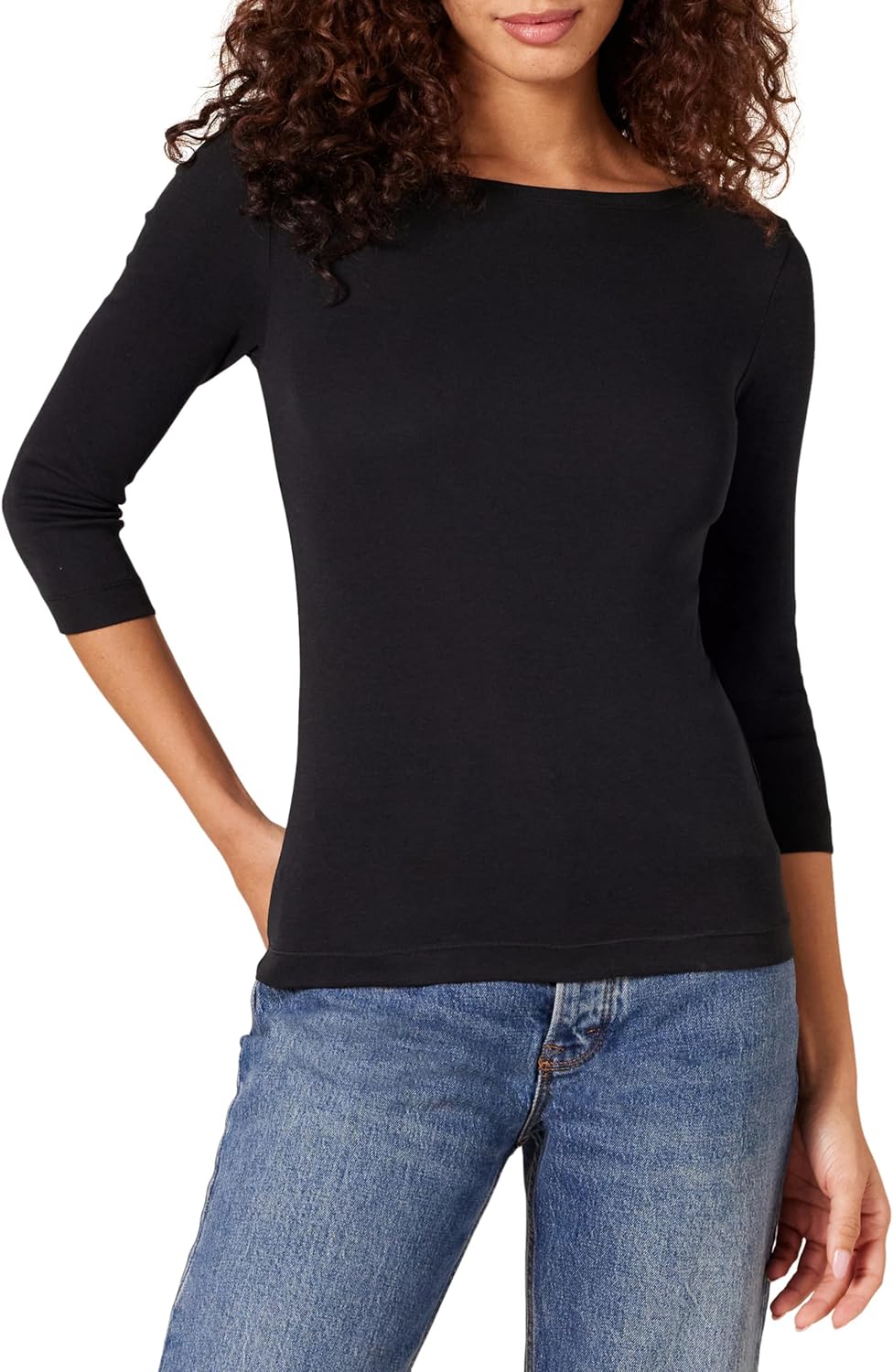 Amazon Essentials Women’s Slim-Fit 3/4 Sleeve Boat Neck T-Shirt
