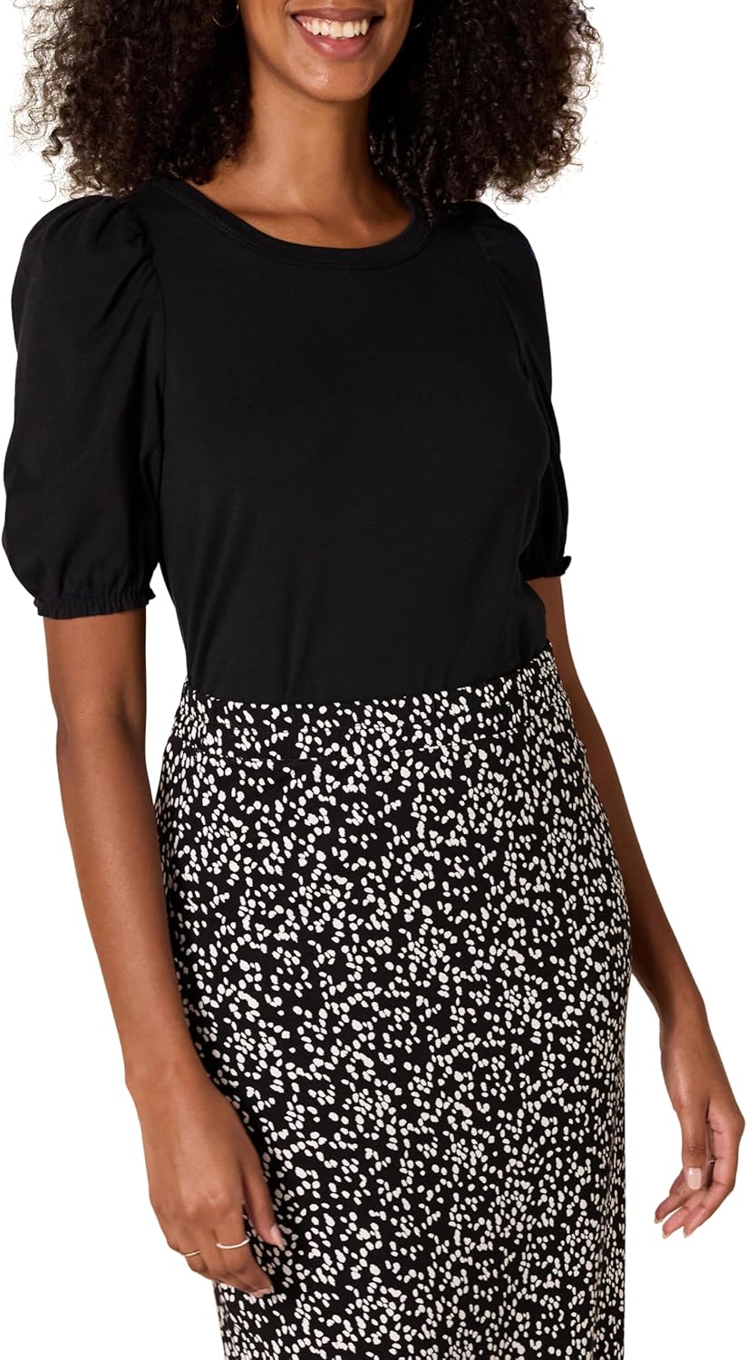 Amazon Essentials Women’s Regular-Fit Puff Short-Sleeve Crewneck T-Shirt