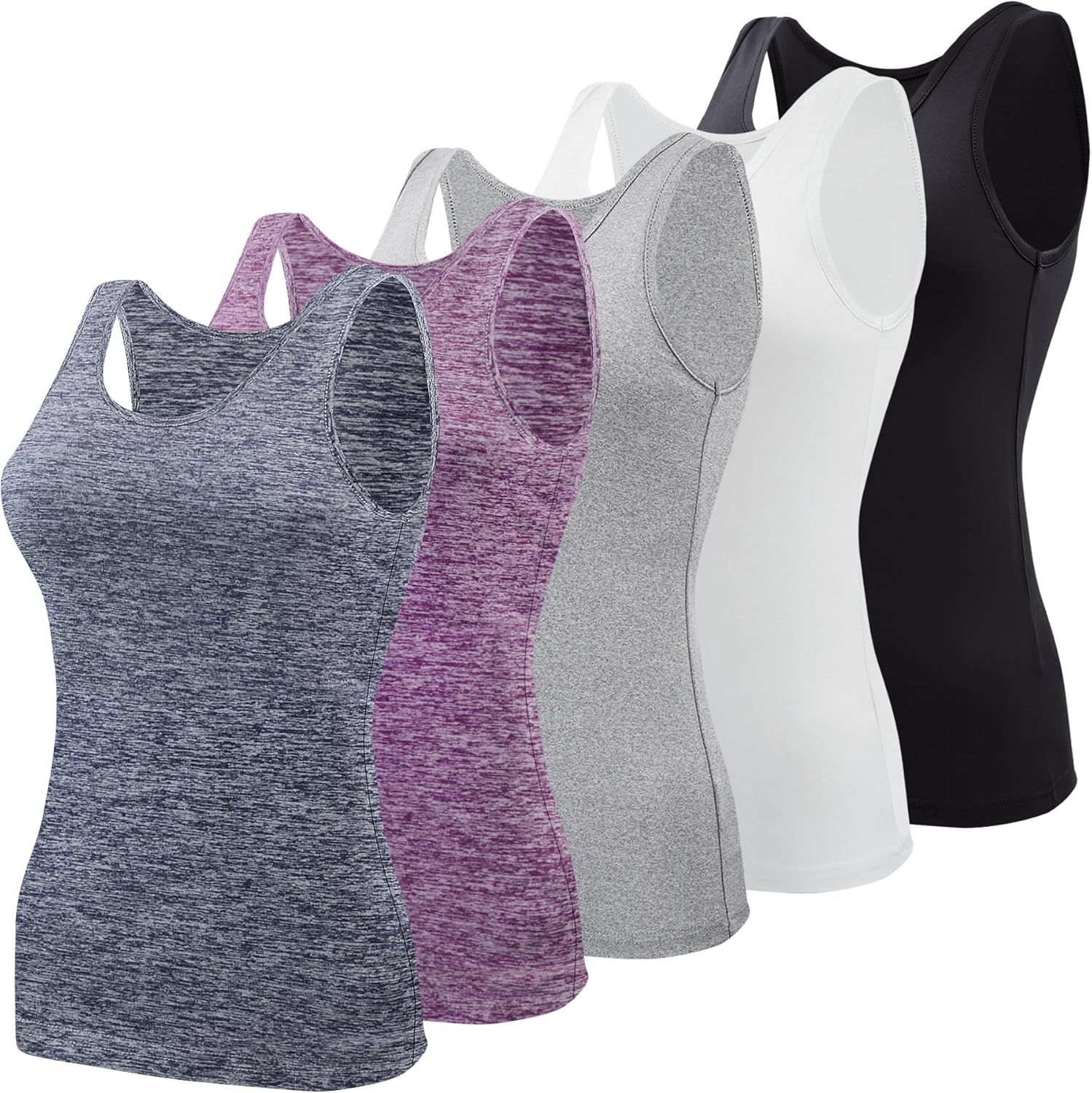 BQTQ 5 Pcs Basic Tank Tops for Women Undershirt Tank Top Sleeveless Under Shirts