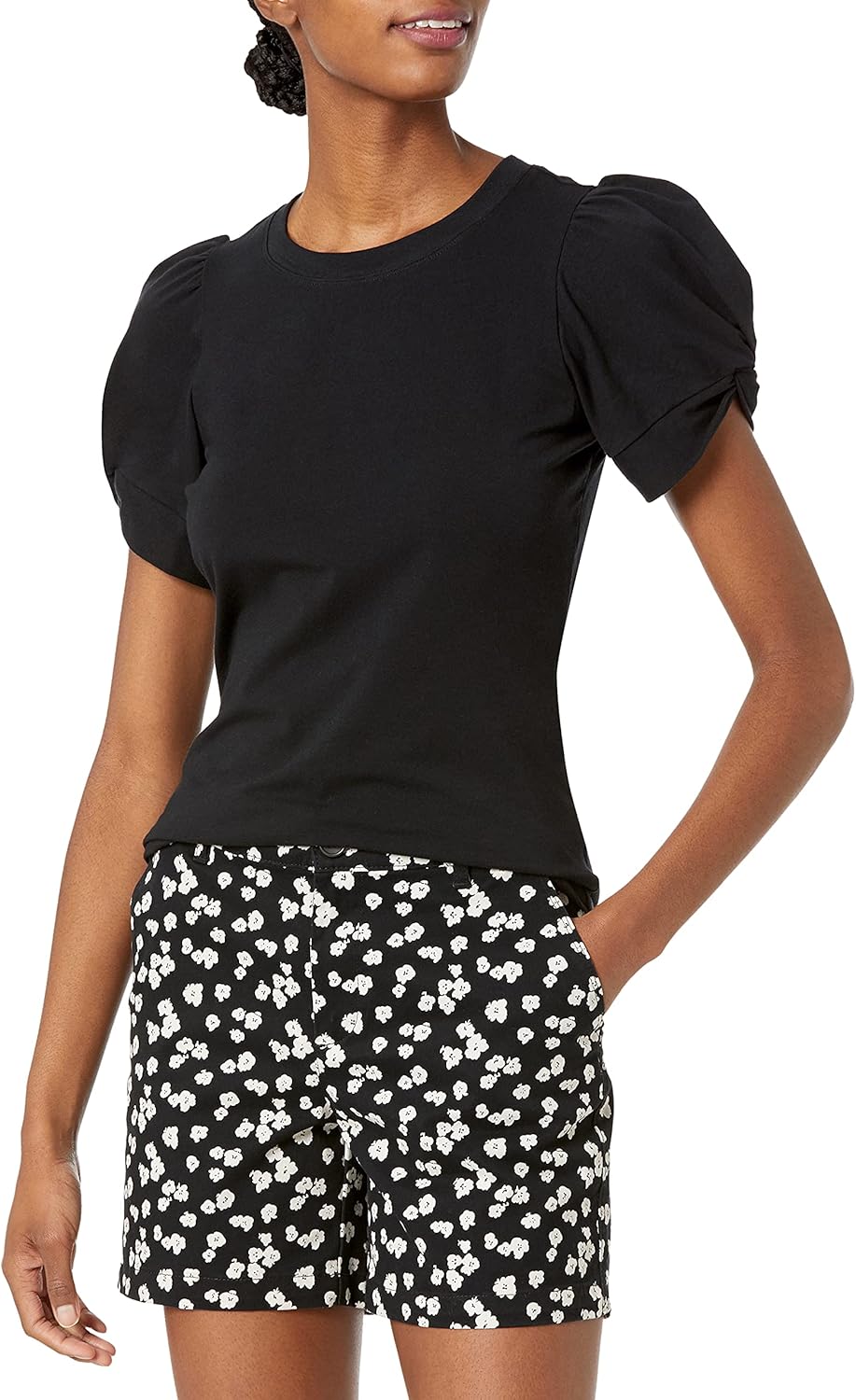 Amazon Essentials Women’s Regular-Fit Twist Sleeve Crewneck T-Shirt
