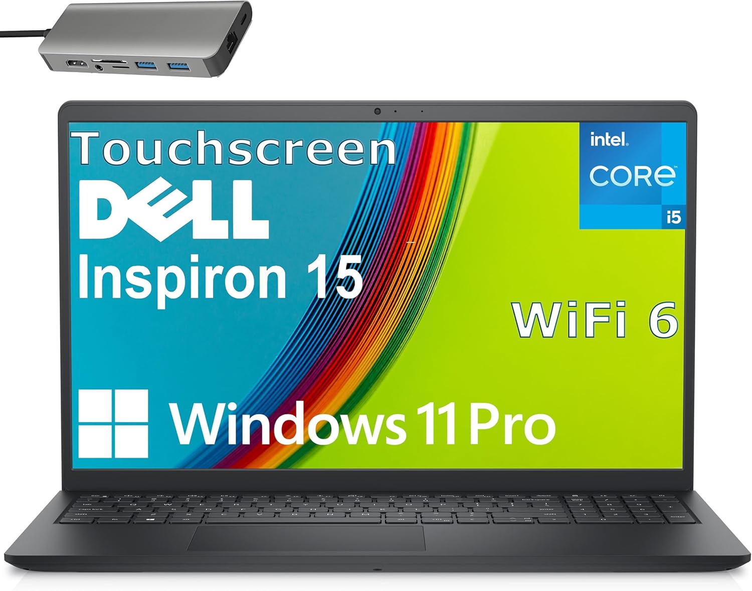 Dell Touchscreen Laptop Computer Inspiron for Home Student Business, Intel 10-Core i5-1334U (Beat i7-1250U), 16GB DDR4 RAM, 512GB PCIe SSD, 15.6″ FHD, WiFi 6, Bluetooth, Windows 11 Pro S, Type-C Hub