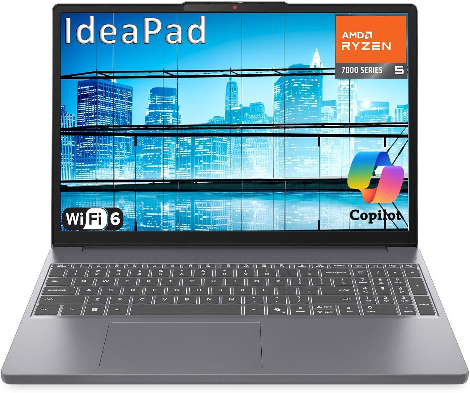 Lenovo IdeaPad 3 15″ Laptop Computer, AMD Ryzen 5 7535HS (Beat i5-13500H), 32GB DDR5 RAM, 1TB PCIe SSD, FHD+ Display, WiFi 6, Bluetooth 5.3, AI Copilot PC for Home Office, Luna Grey, Windows 11 Pro