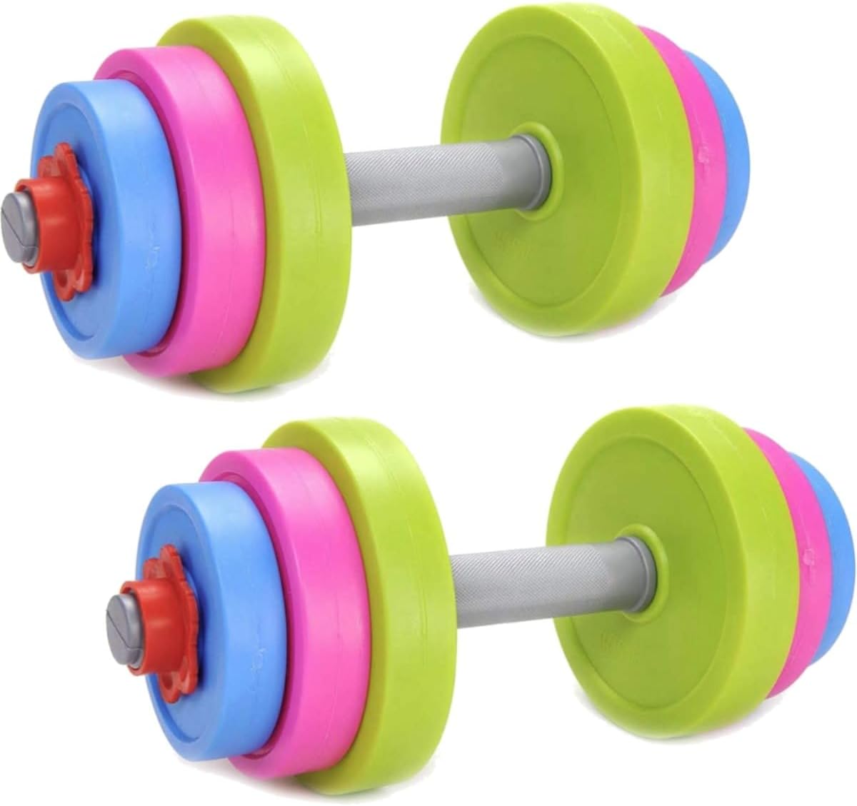 Kids Workout Dumbbell Weights Set – Toddler Toy Gym Equipment for Pretend Play Lifting, Exercise & Fitness – Adjustable Fill with Sand or Water
