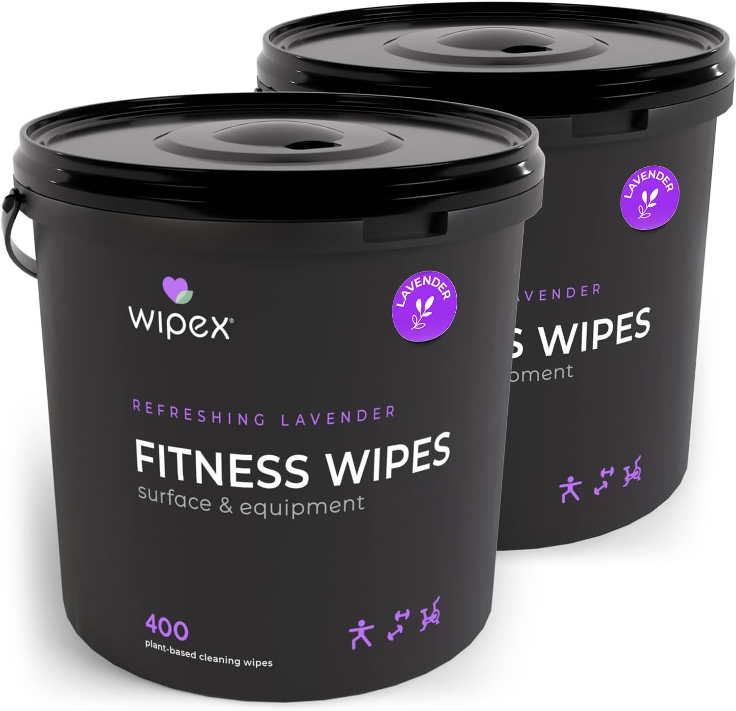 Wipex Gym Wipes – Natural Fitness Equipment Wipes, Plant-Based Cloth – Lavender & Vinegar Wipes Clean Surfaces, Safe Yoga Mat Cleaner Wipes, All Purpose Gym Cleaner, Peloton Wipes, 400 Count (2 Pk)