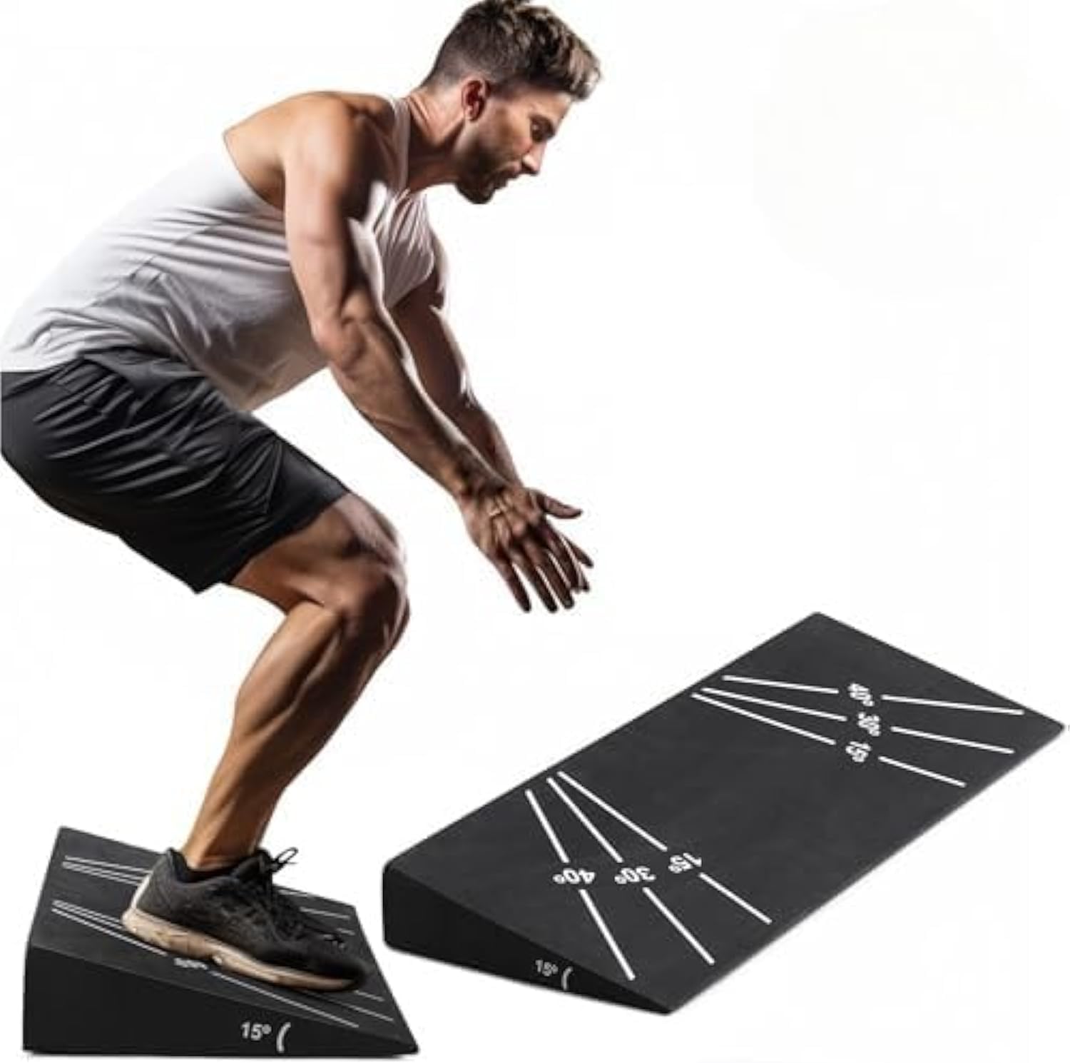 Squat Wedge Block – Squat Weight Lifting Wedges for Home Gym or Personal Trainers – Adjustable Angle Ramp Blocks for Heel Elevated Squatting Workout – Calf Raise Platform Board