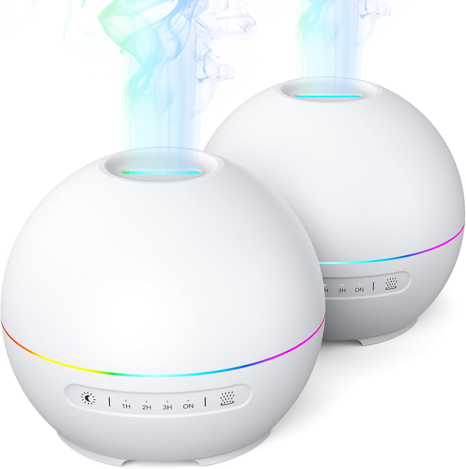 2 Pack Essential Oil Diffuser for Home – 200ml Aromatherapy Diffuser Humidifier with 4 Timers & 7 Colors Night Lights, 20dB Quiet Working for 10 Hours, Auto Shut-Off