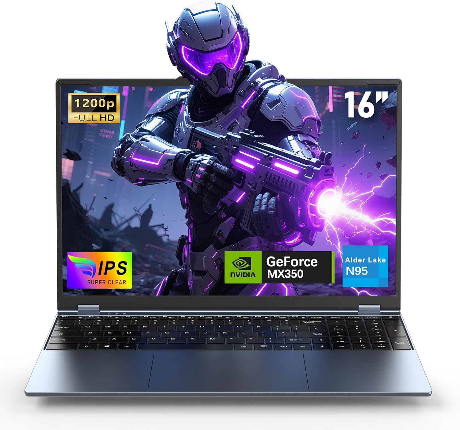 2025 Gaming Laptop, 16 Inch Laptop Computer with Geforce MX350, N95 4C/4T Processor(up to 3.4Ghz), 16GB RAM 1TB SSD, Backlit Keyboard, FHD 1920 * 1200, WiFi 5, BT 4.0