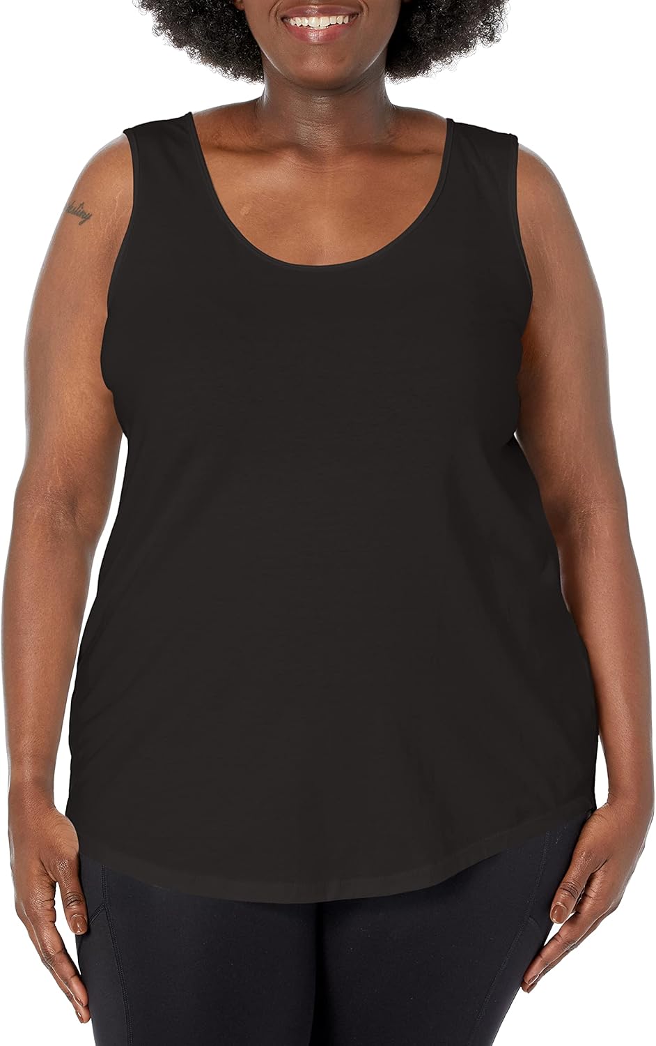 JUST MY SIZE Women’s Size Cotton Jersey Shirttail Tank Top, Plus Sleeveless Shirts