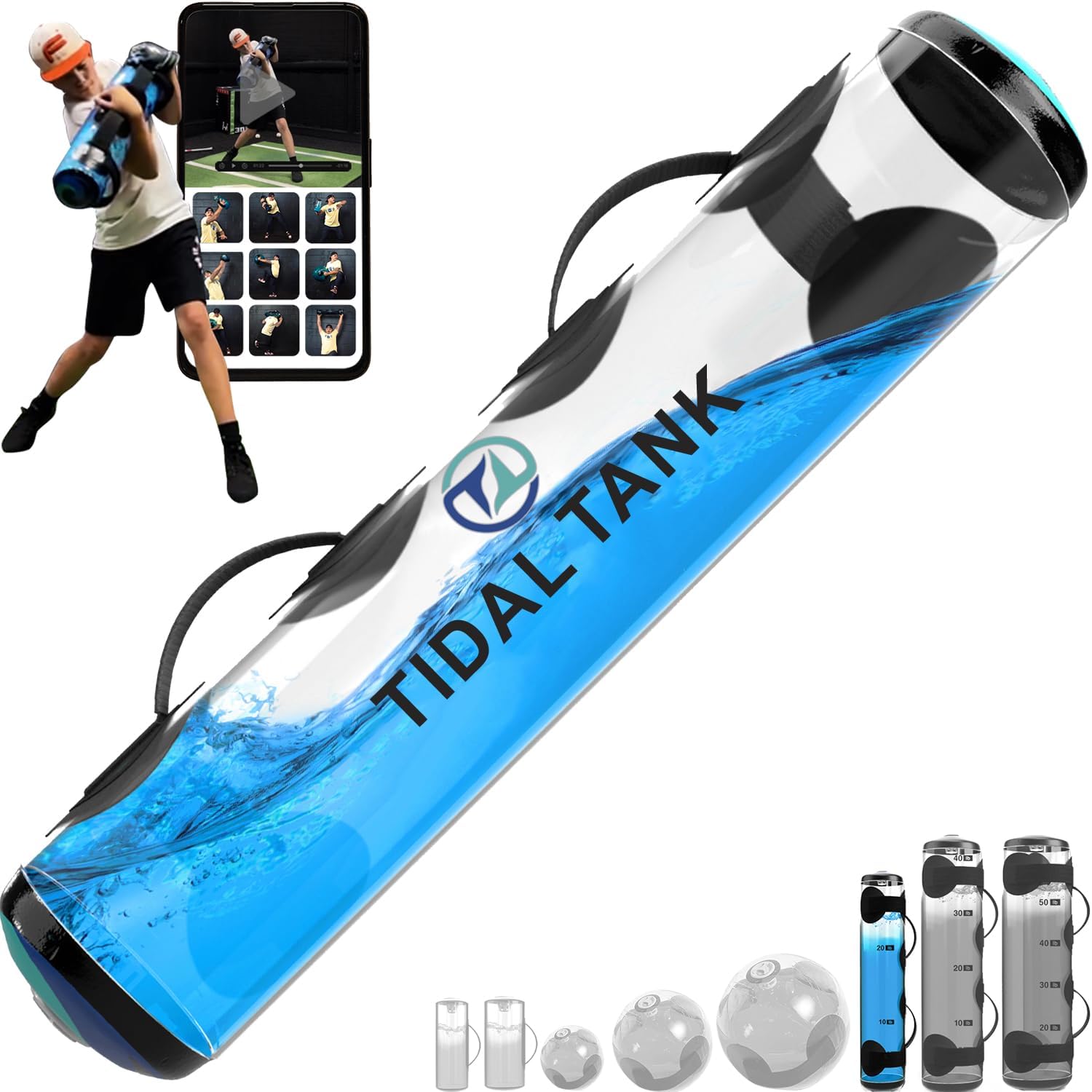 Tube – The Original Aqua Bag – Water Weight Bag up to 79 lbs – Adjustable Workout Sand Bags Weights Alternative – Portable Sandbag Fitness Equipment Set, Home Exercise Gym – Including App