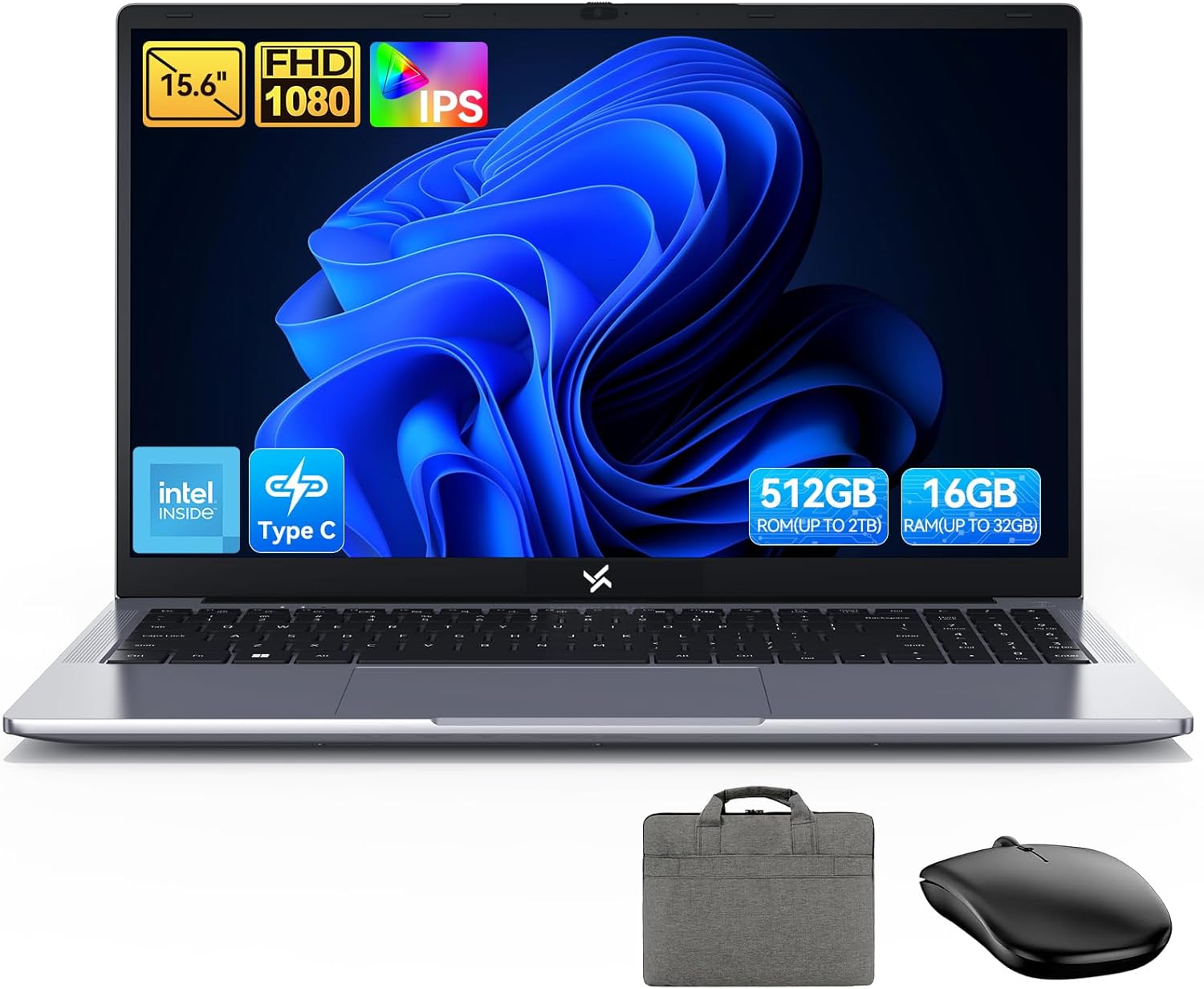 Huidun 2025 Laptop, 15.6″ Laptops Computer for College Student & Business, Quad-Core N150 (Up to 3.6GHz, Beat N95/N97/N100), 16GB DDR4 512GB SSD, 4K FHD IPS, 100W Type-C Fast Charge