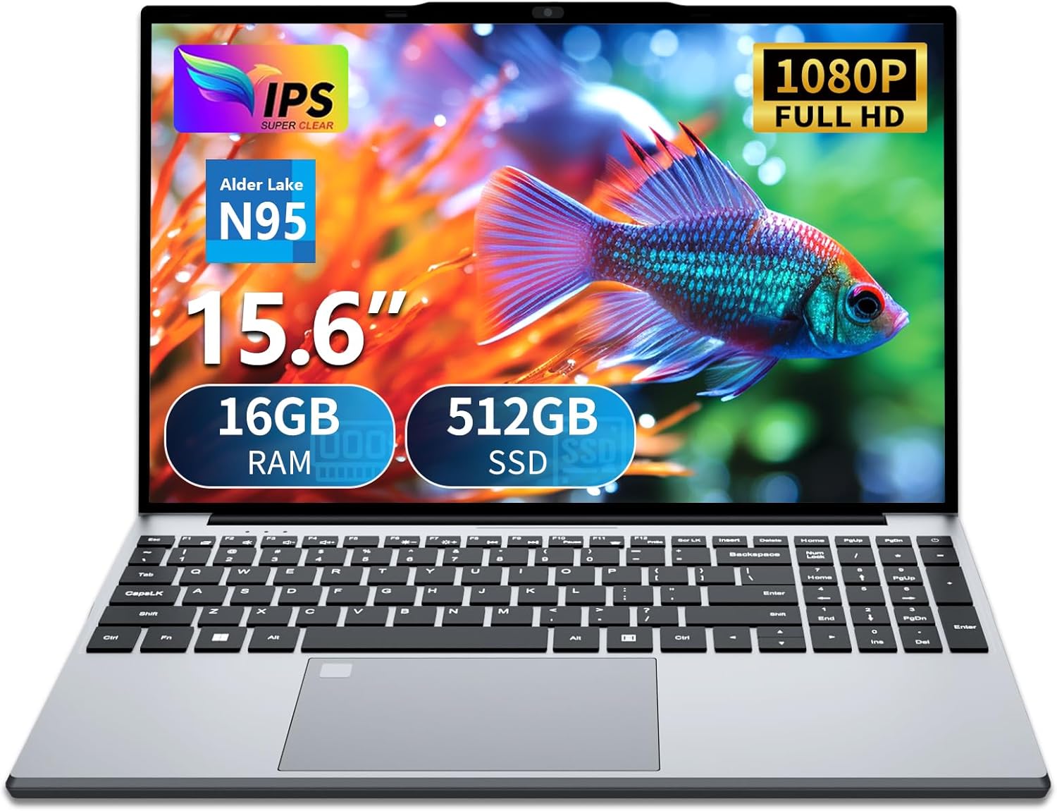 15.6 Inch Laptop Computer, Gaming Laptop, Laptops 16GB RAM 512GB SSD N95 Processor (up to 3.4GHz), FHD IPS 1920 x 1080 Laptops Computers Supports 180 Angle Opening Backlit Keyboard Fingerprint Unlock