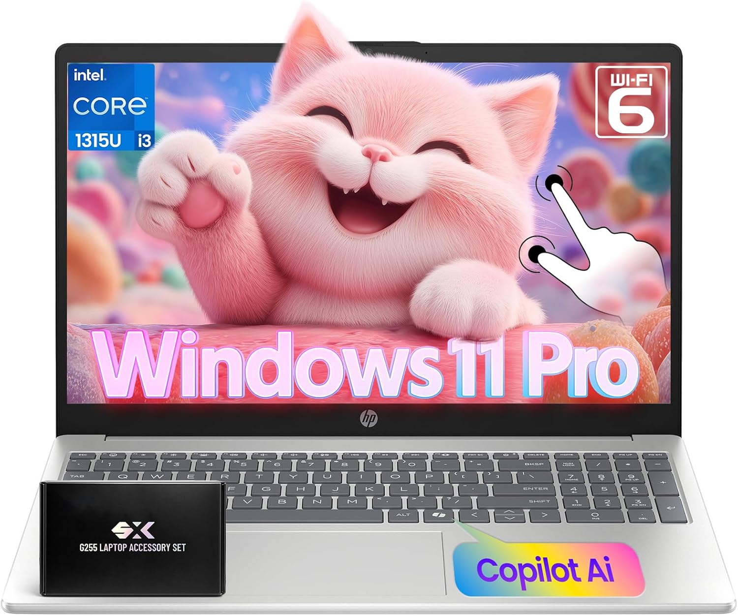 HP 2025 15.6″ Touchscreen Laptop, 13th Gen Intel Core i3-1315U (Up to 4.5GHz), 64GB RAM, 2TB SSD, Wi-Fi 6, BT 5.3, Windows 11 Pro Business Laptops Computer, w/Accessories