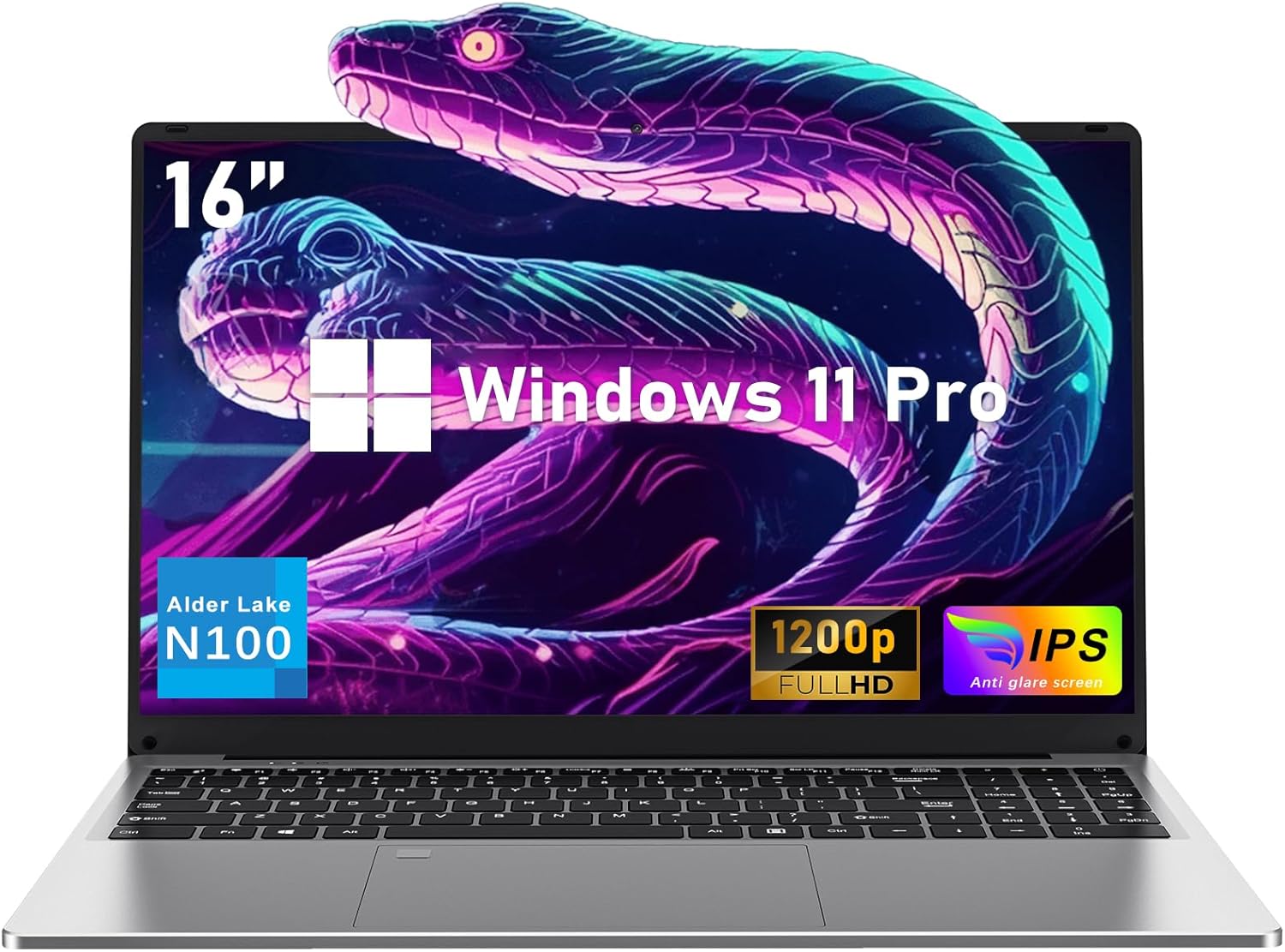 16 Inch Laptop Computer 2025, Gaming Laptop, 16GB RAM 1TB SSD, N100 Processor, FHD 1920 * 1200, 180° Open, Backlit Keyboard, Windows 11 Pro, Fingerprint Unlock, UHD Graphics 750 MHz, Student