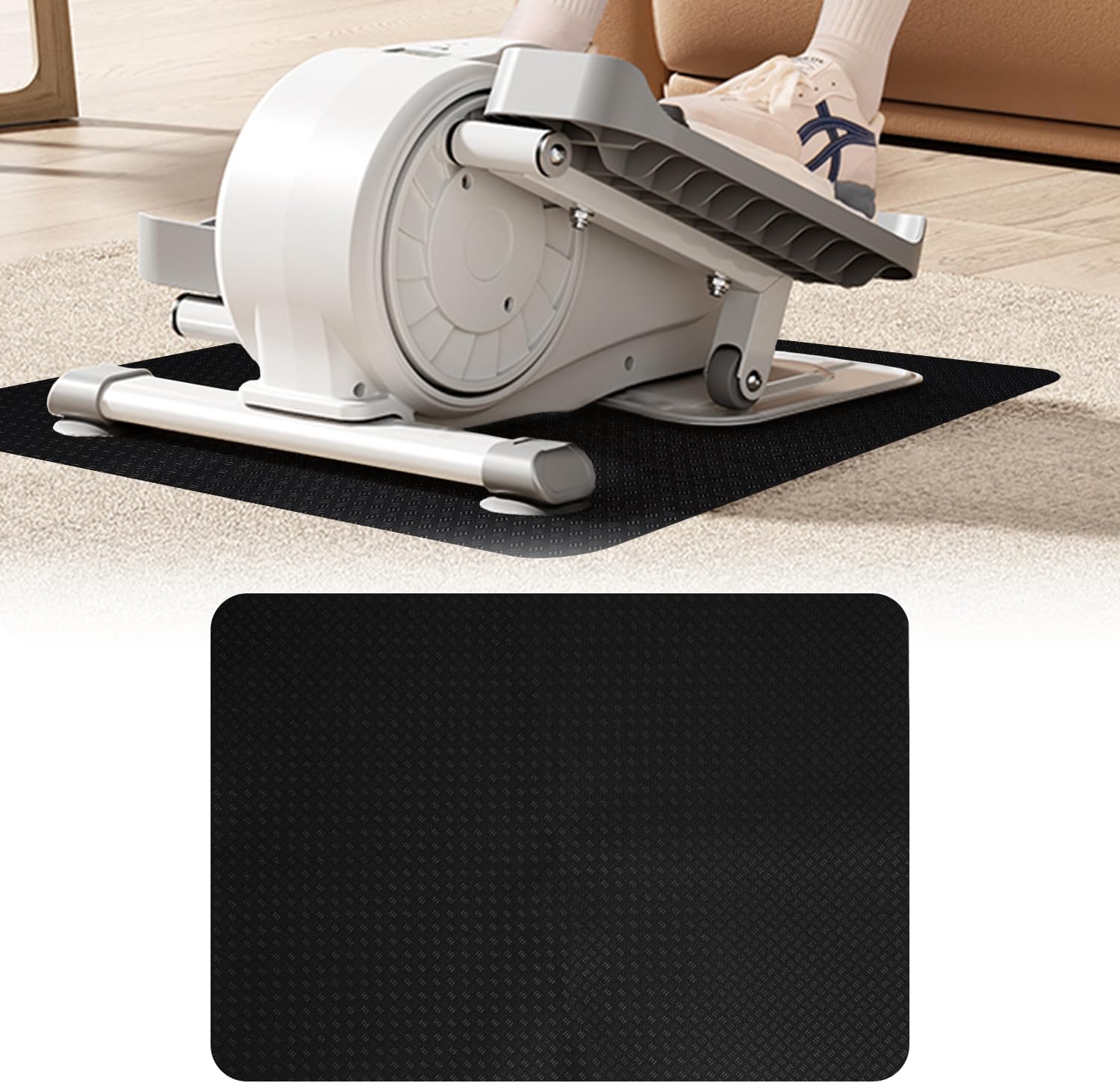 Double-Side Non-Slip Workout Mat for Elliptical Machine, Stepper Mat for Under Desk Ellipticals, Foot Peddler Ellipse Leg Exerciser Mats, Enhanced Stability & Floor Protection