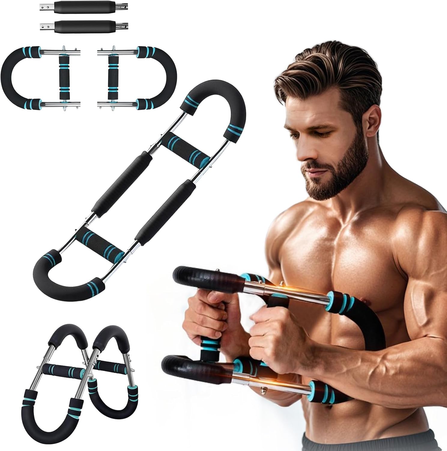 Twister Arm Trainer, 60-110lb Adjustable Chest Workout Equipment, Anti-Slip Grips & Double-Spring Safety, Arm Trainer for Men/Women, Portable Home Fitness Equipment