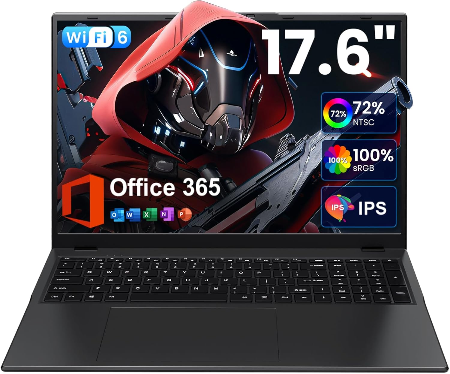 jumper 17.6 Inch Laptop Computer, Windows 11 Laptop with 100% sRGB IPS FHD Display, 1 Year Office 365, 16GB DDR4 640GB SSD Notebook, Quad-Cores Processor, Backlit Keyboard, WiFi 6, BT5.2, Type-C
