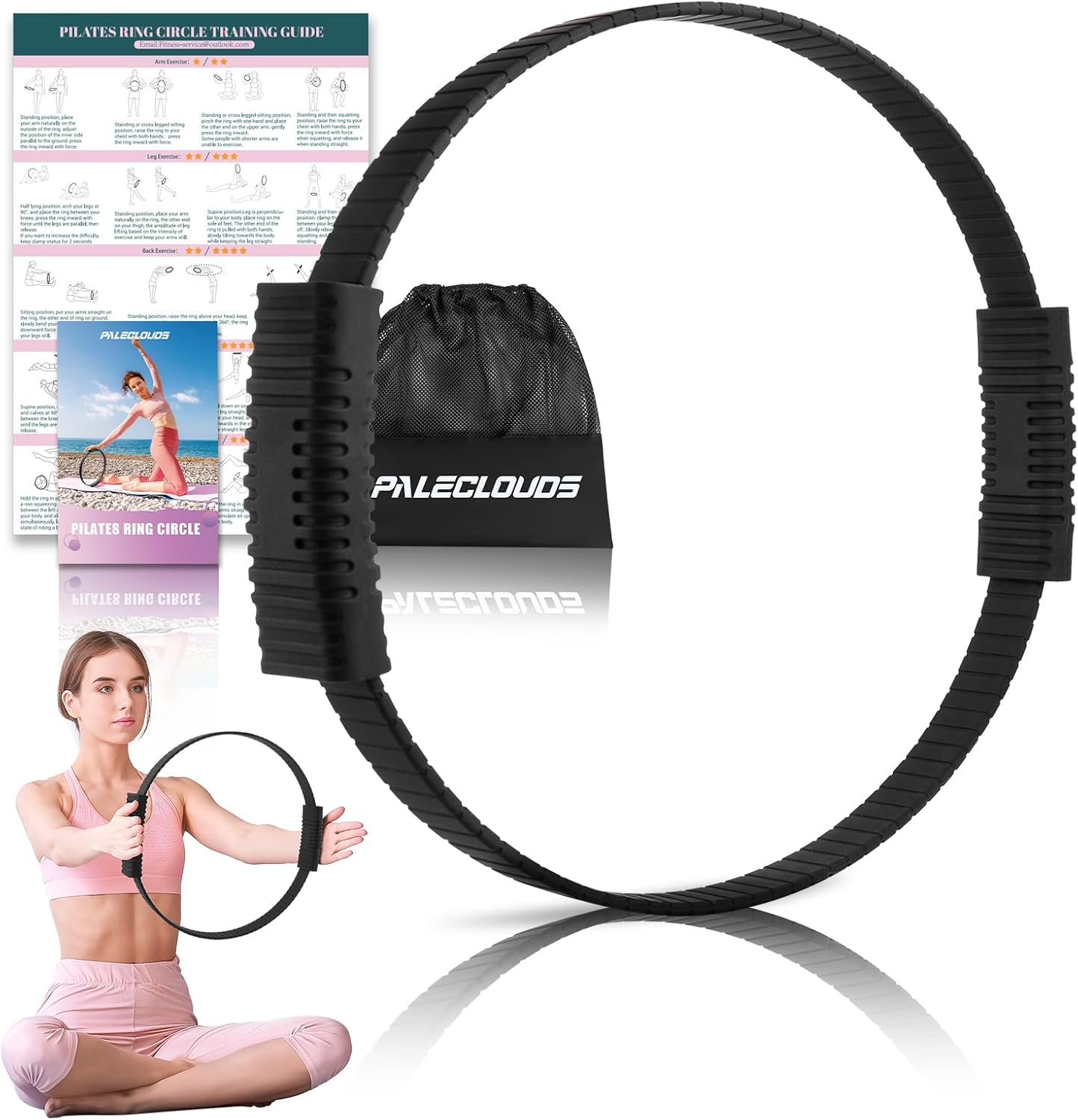 Pilates Ring, 13.5″/12″ Silicone Magic Circle with Training Poster & Portable Bag, Pilates Ring Circle for Inner Thigh Workout, Yoga, Lose Weight & Physical Therapy for Women