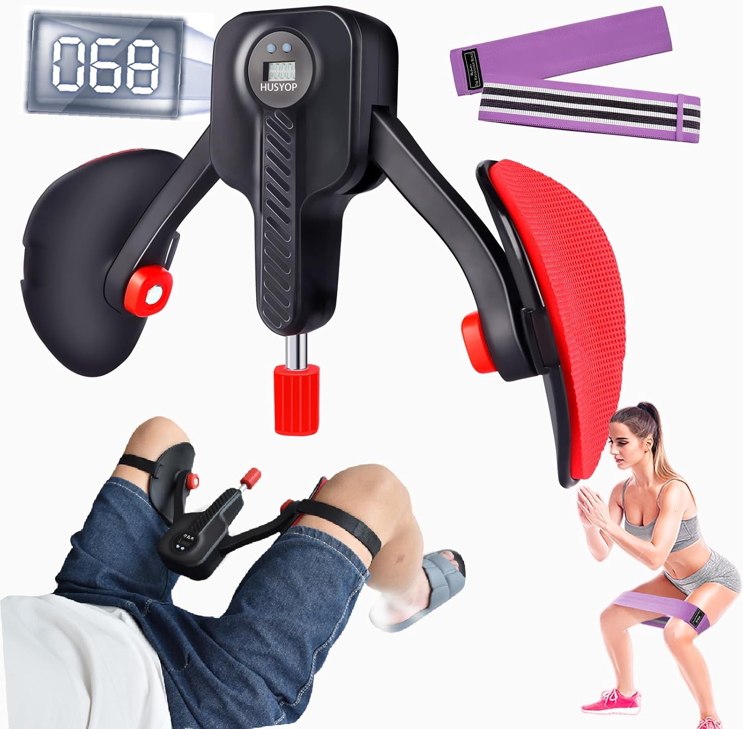 Kegel Exercise Thigh Trainer 0-110 lbs Adjustable Resistance, Pelvic Floor Exercise Devices with Leg Straps,Inner Thigh Exerciser for Women Men