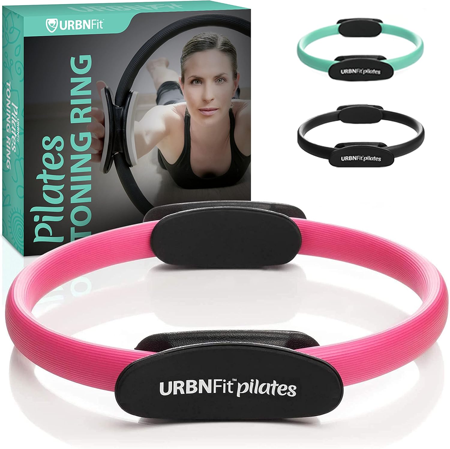 URBNFit Pilates Ring – 12″ Magic Circle w/Dual Grip, Foam Pads for Inner Thigh Workout, Toning, Fitness & Pelvic Floor Exercise – Yoga Rings w/Bonus Exercise Guide